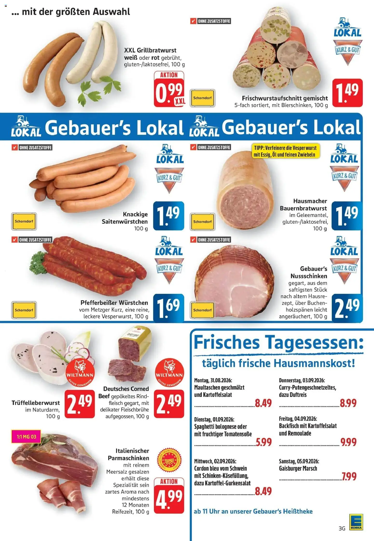 Edeka Prospekt Eislingen (ab 31.08.2026) » Angebote Online | Seite: 3 | Produkte: Spaghetti, Zwiebeln, Wurst, Maultaschen