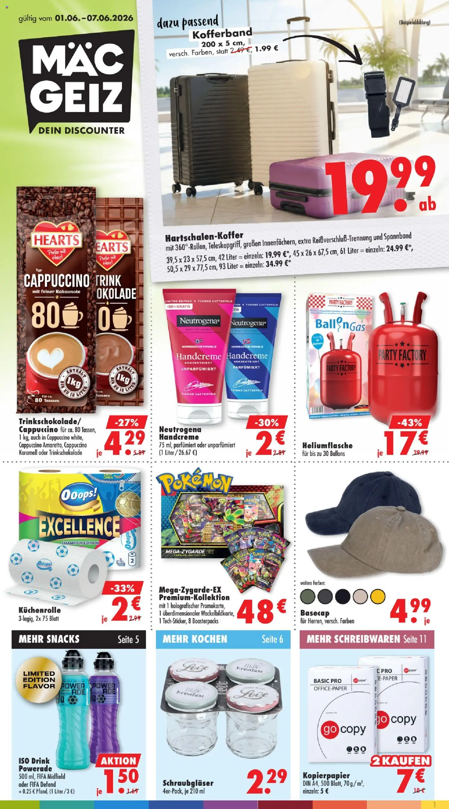 Mäc Geiz Prospekt – gültig ab 01.06.2026 | Seite: 1 | Produkte: Handcreme, Powerade, Küchenrolle