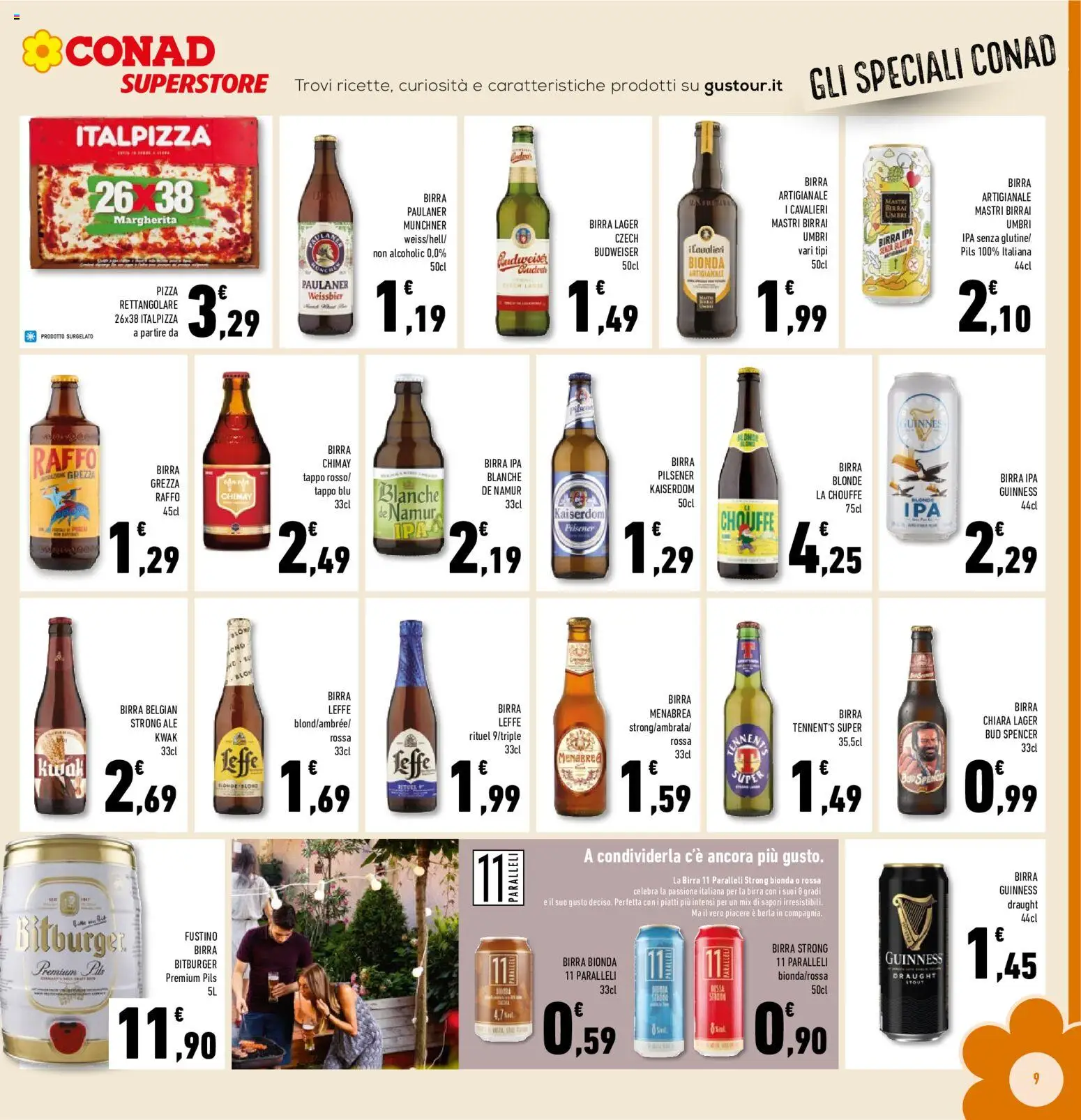 Volantino Conad del 17.06.2026 | Pagina: 9 | Prodotti: Tennent's, Pizza, Birra, Ipad