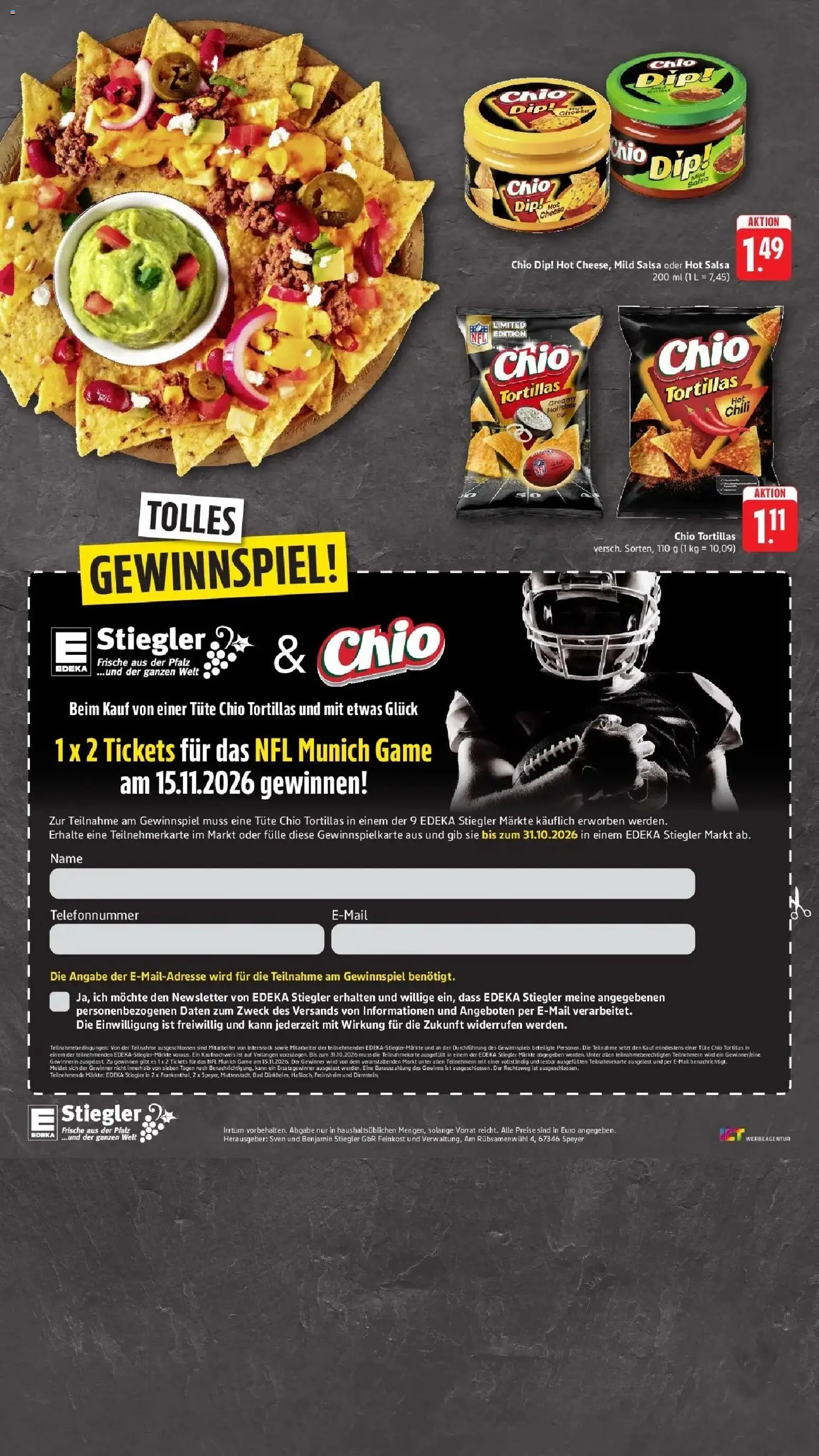 Edeka Prospekt Speyer (ab 19.10.2026) » Angebote Online | Seite: 4 | Produkte: Tortillas, Bad, Chili, Chio tortillas