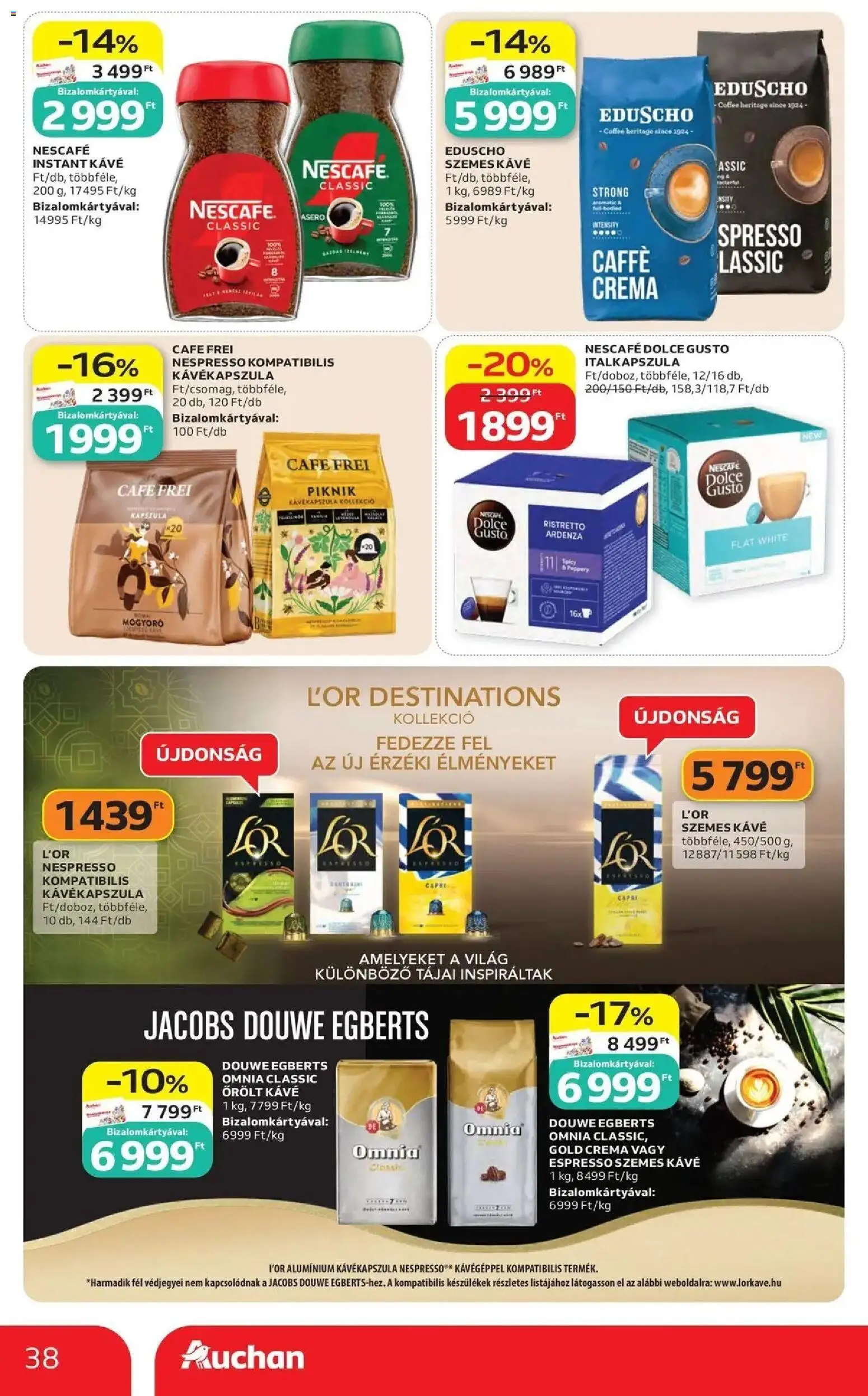 Auchan akciós ujság - amely érvényes a következő dátumtól: 07.05.2026 | Oldal: 38 | Termékek: Kávékapszula, Mogyoró, Kávé, Instant kávé