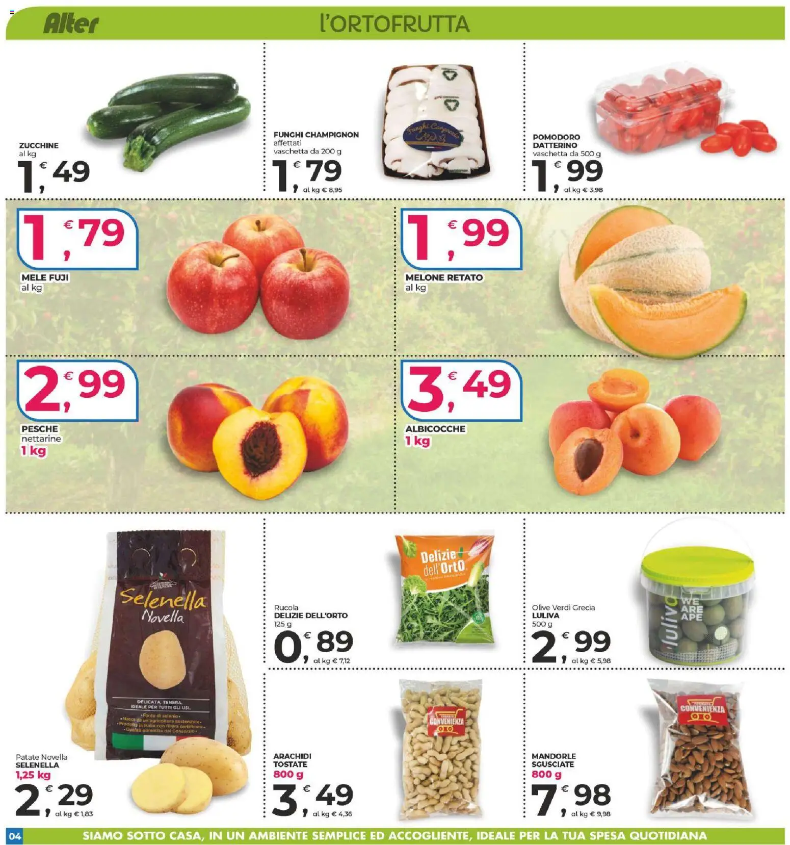 Volantino Alter Discount del 28.05.2026 | Pagina: 4 | Prodotti: Mele, Rucola, Olive, Funghi