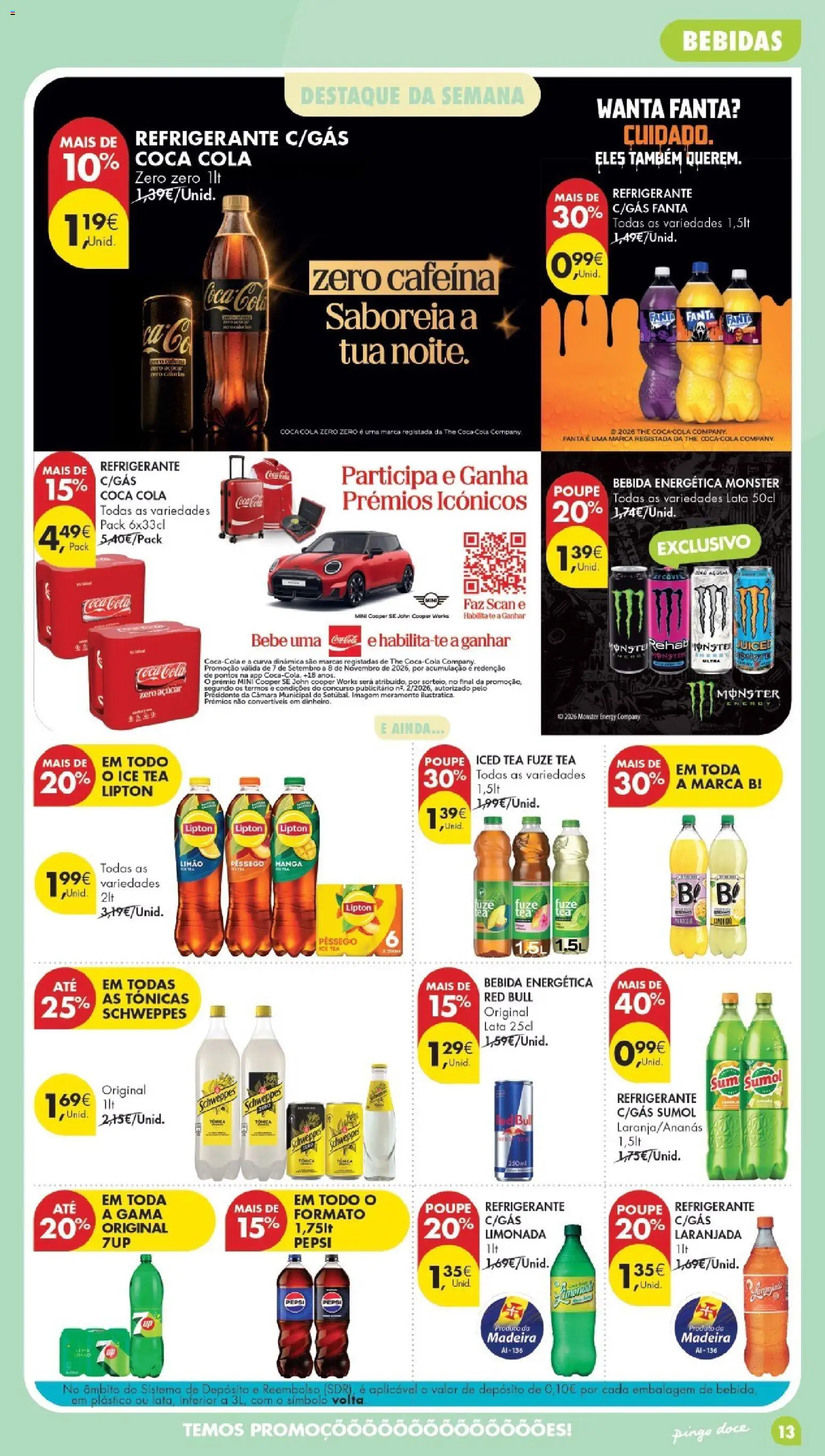 Pingo Doce folheto Poupe Esta Semana Madeira │ válido de 27/10/2026 | Página: 13 | Produtos: Red Bull, Fanta, Bebidas, Açúcar