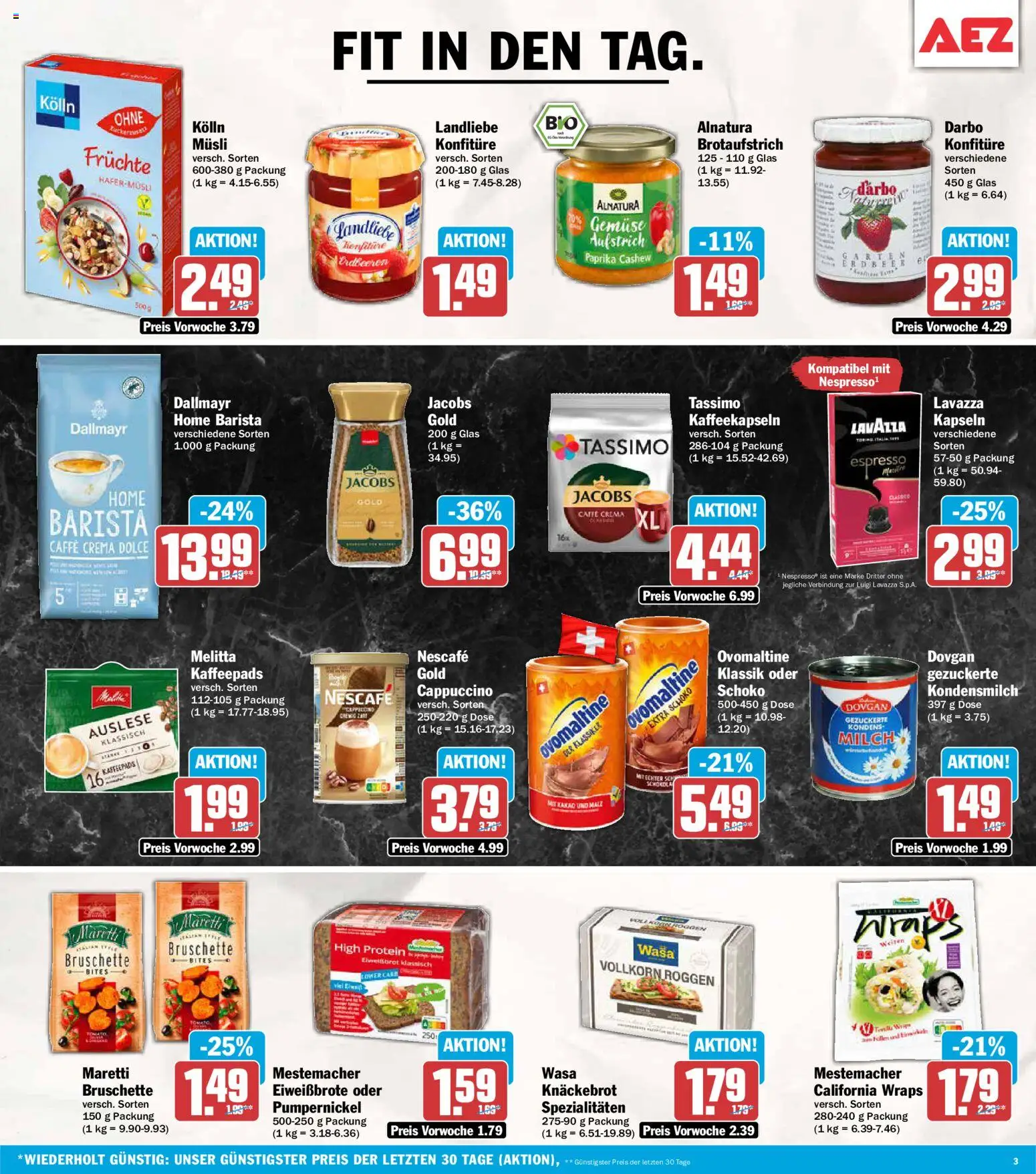 AEZ Prospekt – gültig ab 08.06.2026 | Seite: 3 | Produkte: Musli, Nescafe, Milch, Erdbeeren