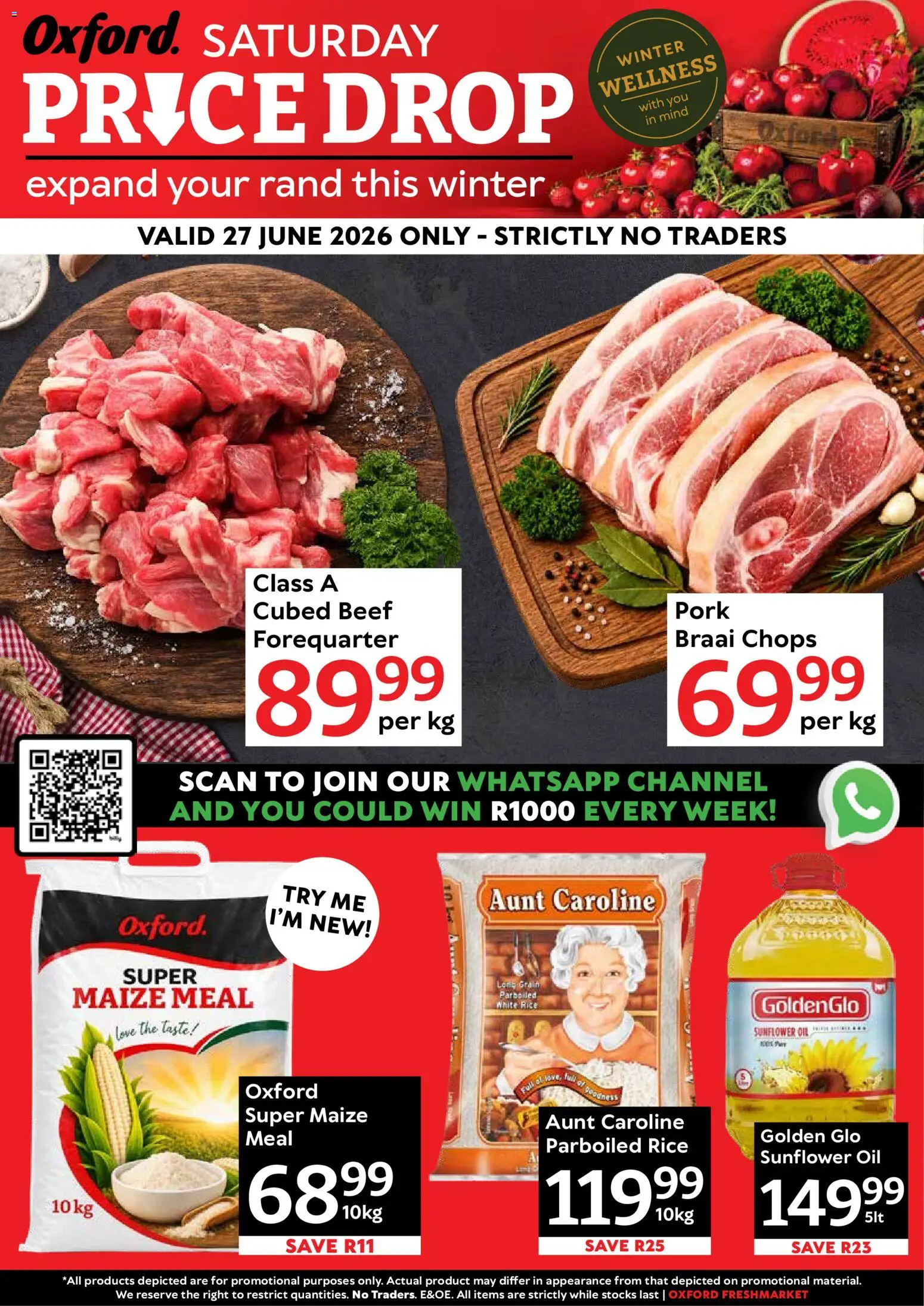 New Oxford Freshmarket catalogue – valid from 27/06/2026 | Page: 1 | Products: Maize meal, Oil, Pork, Beef