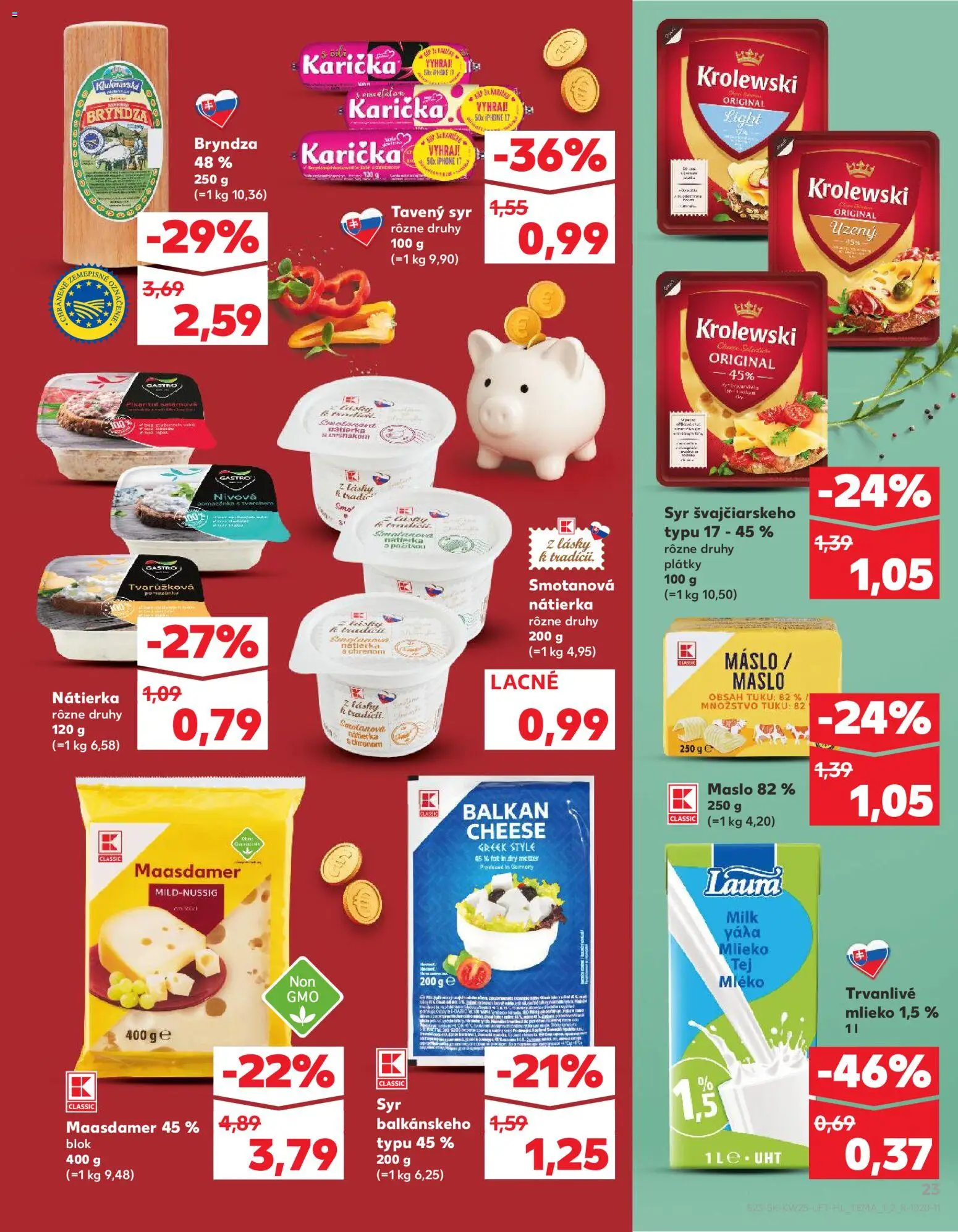 Nové Kaufland akcie – leták je platný od 18.06.2026 | Strana: 23 | Produkty: Maslo, Mlieko, Iphone, Trvanlivé mlieko