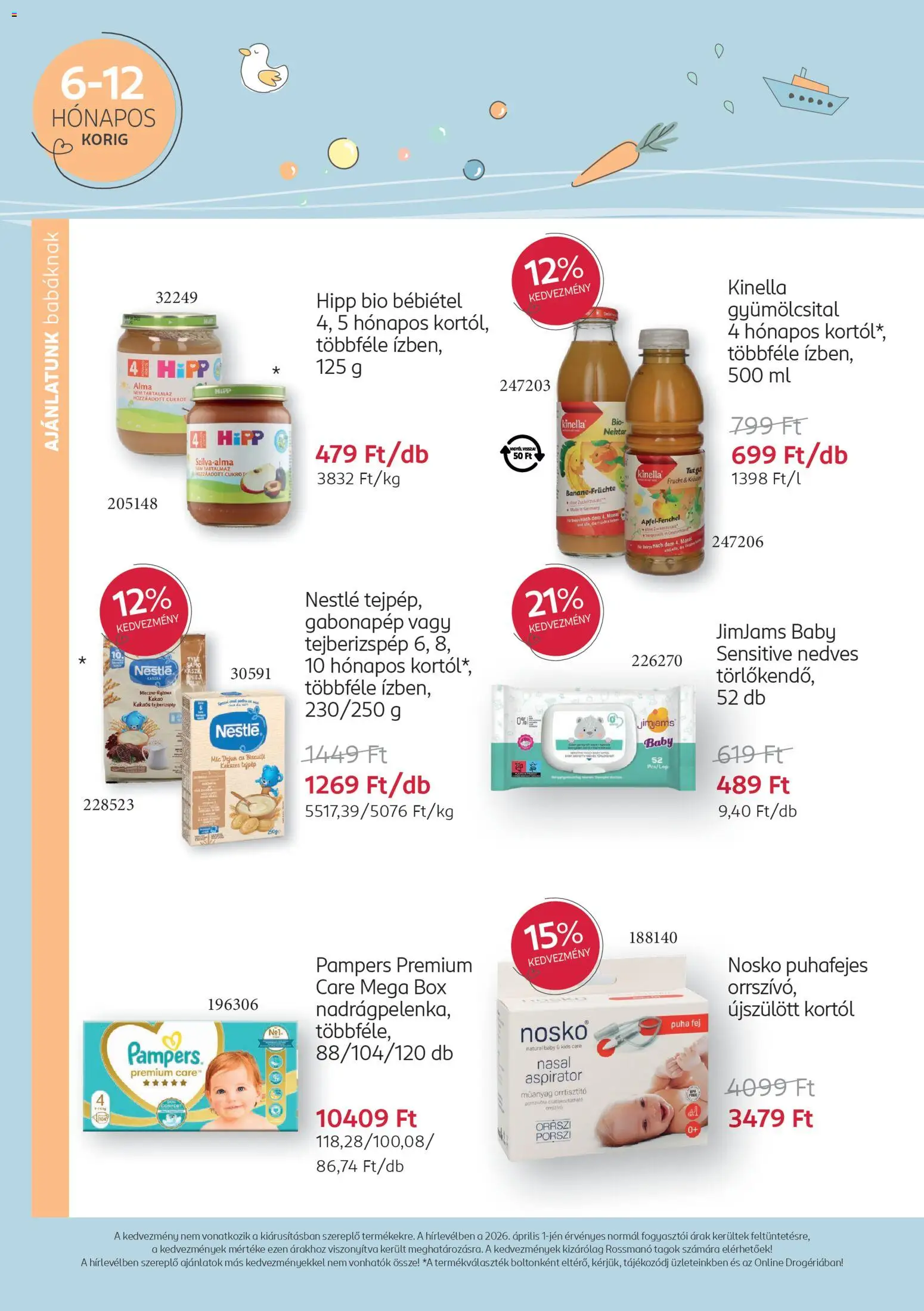 Rossmann akciós ujság - amely érvényes a következő dátumtól: 06.04.2026 | Oldal: 8 | Termékek: Pampers, Gyümölcsital, Alma, Bébiétel