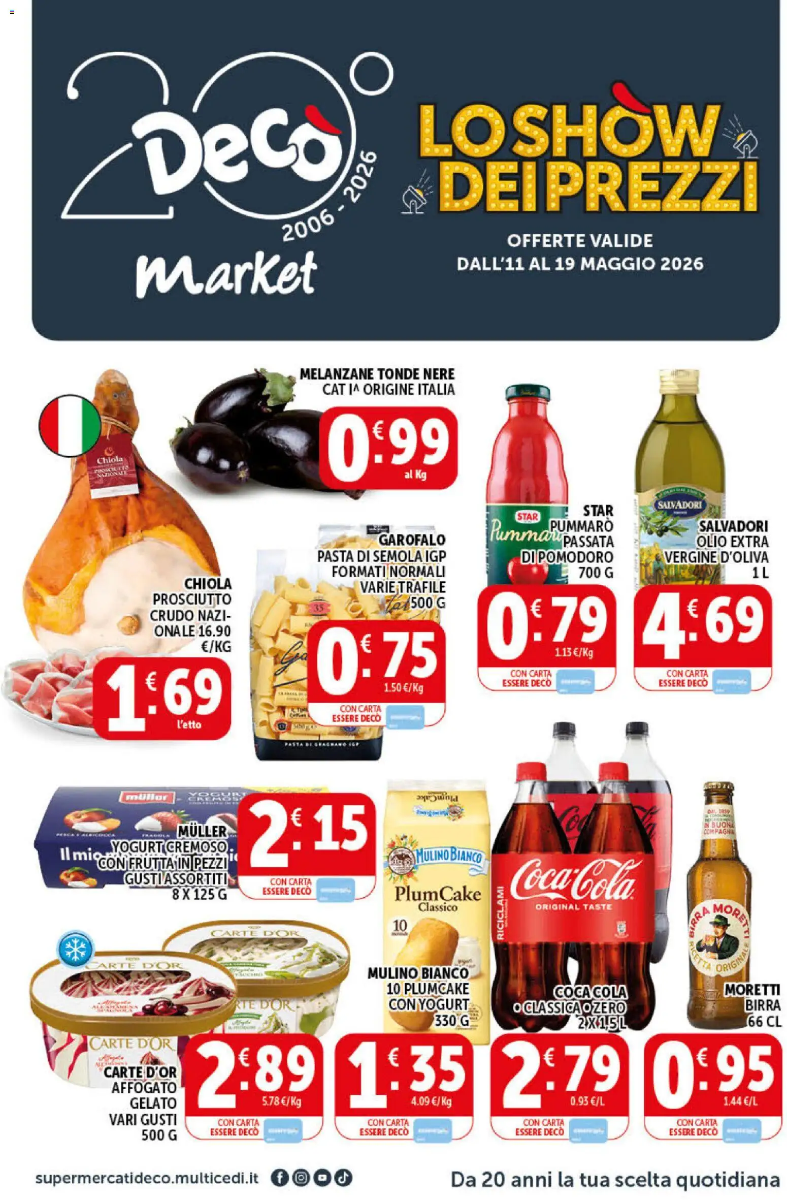 Volantino Decò del 11.05.2026 | Pagina: 1 | Prodotti: Gelato, Pomodoro, Olio, Coca Cola