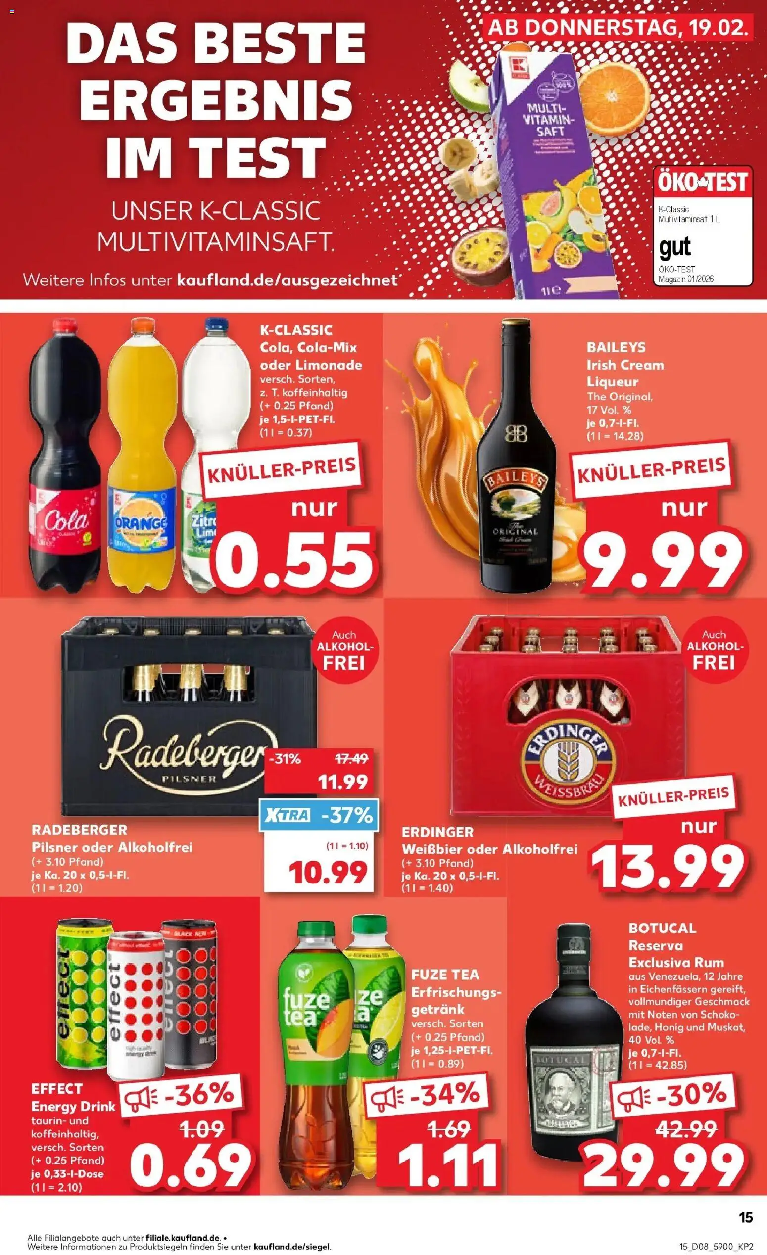 Kaufland prospekt Großenhain	 – gültig ab 22.02.2026 | Seite: 15 | Produkte: Cola, Weißbier, Rum, Saft