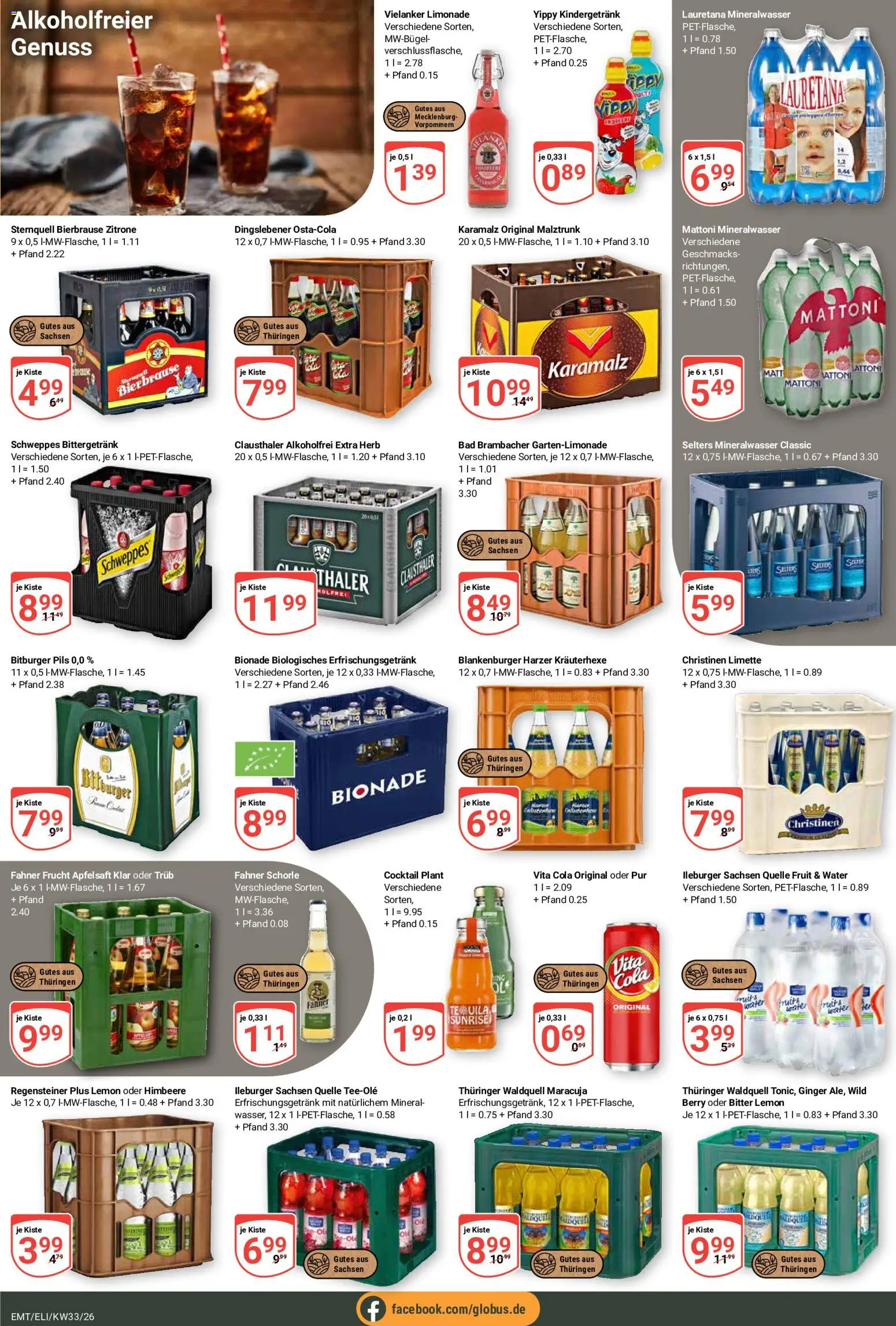 Globus Prospekt Erfurt – gültig ab 10.08.2026 | Seite: 22 | Produkte: Bitburger, Pils, Apfelsaft, Mineralwasser