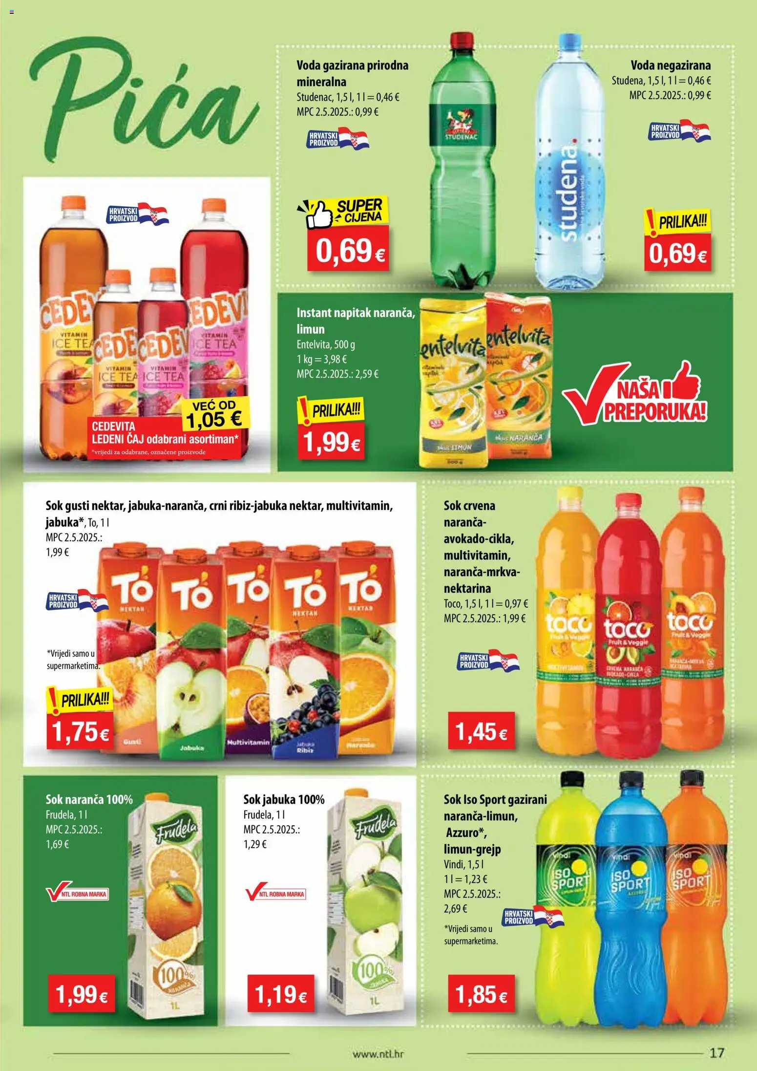 NTL katalog | vrijedi od 05.08.2026 | Stranica: 17 | Proizvodi: Sok, Voda, Limun, Cedevita