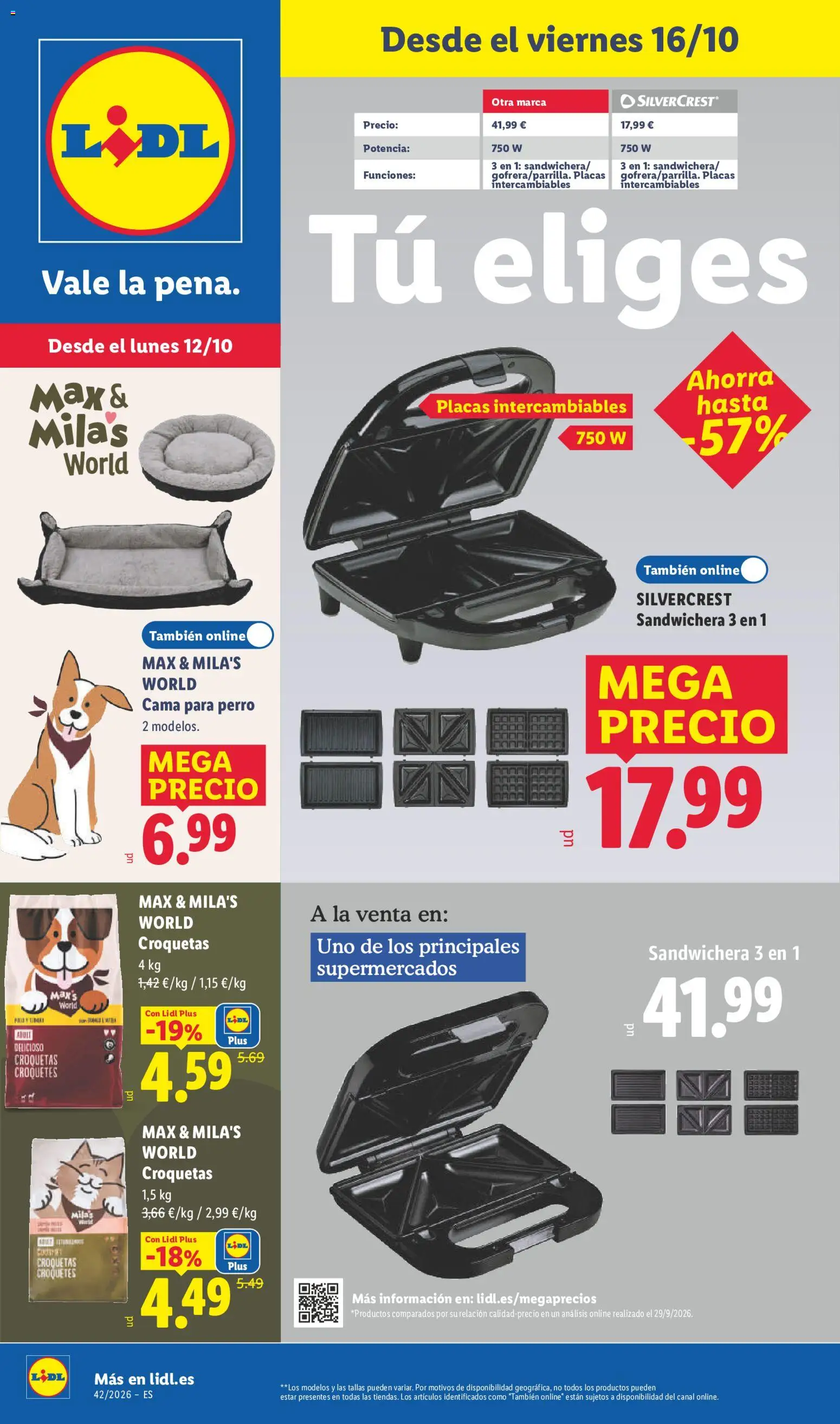 Lidl folleto de bazar │ válido desde el 12/10/2026 | Página: 1 | Productos: Croquetas, Sandwichera, Cama