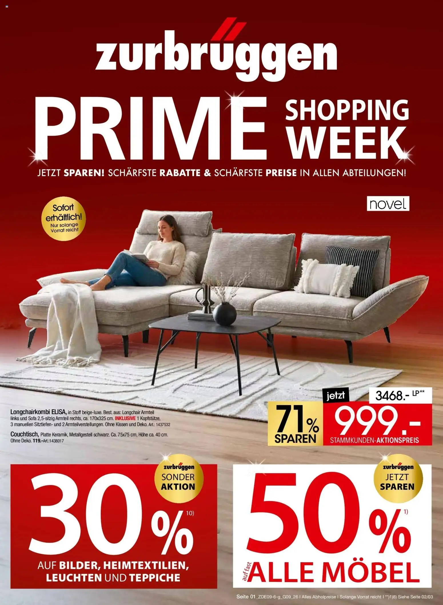 Zurbrüggen Prime Shopping week – gültig ab 12.09.2026 | Seite: 1 | Produkte: Kissen, Sofa