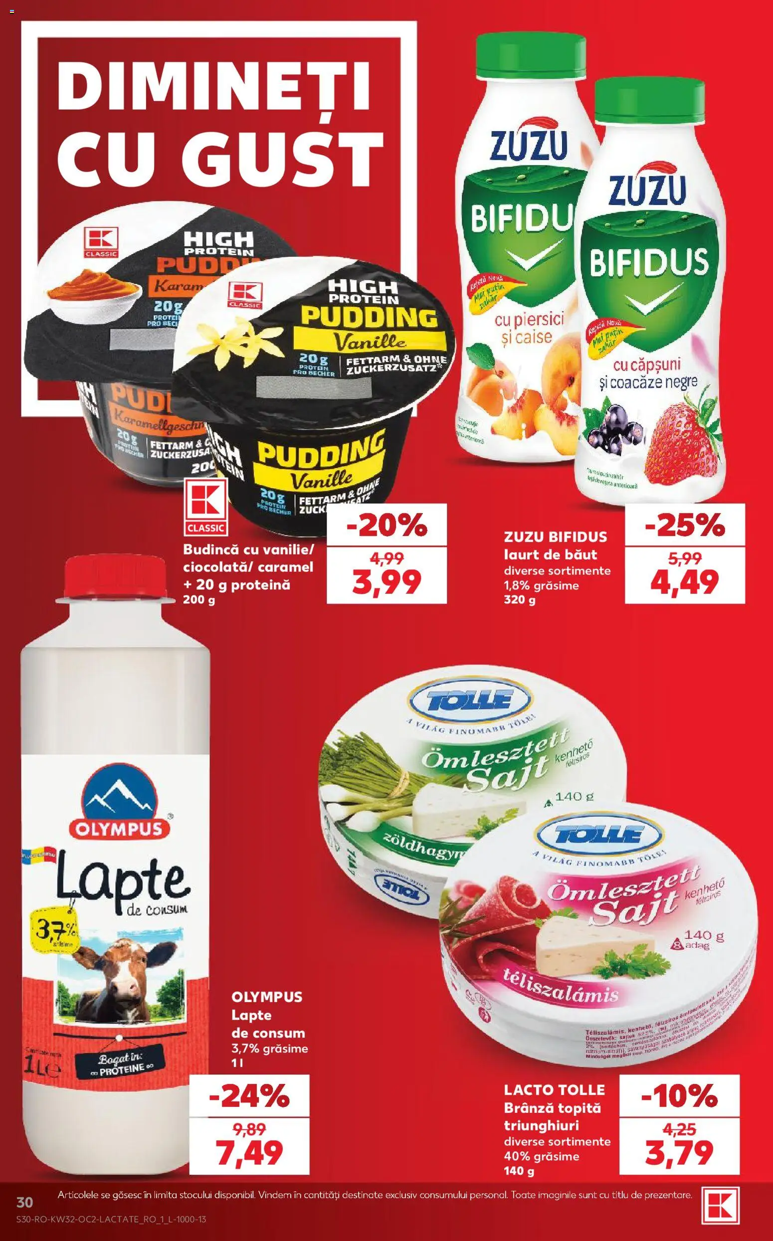 Noul catalog Kaufland – valabil de la 05.08.2026 | Pagină: 30 | Produse: Lapte, Brânză, Căpșuni, Ahtapot