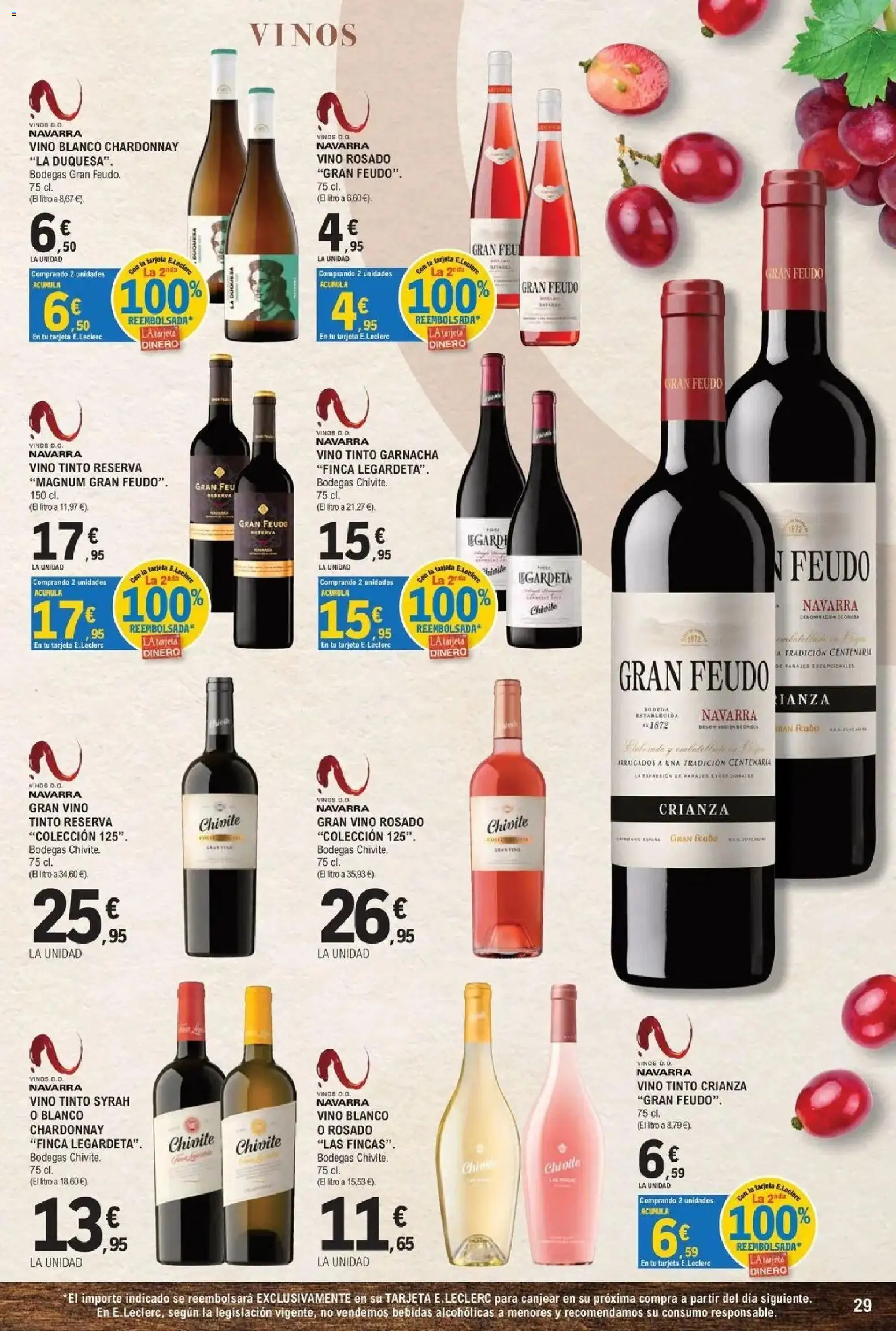 E.Leclerc - Feria del vino 30/09/2026 - 17/10/2026 | Página: 29 | Productos: Vino tinto, Vino rosado, Vino, Vino blanco