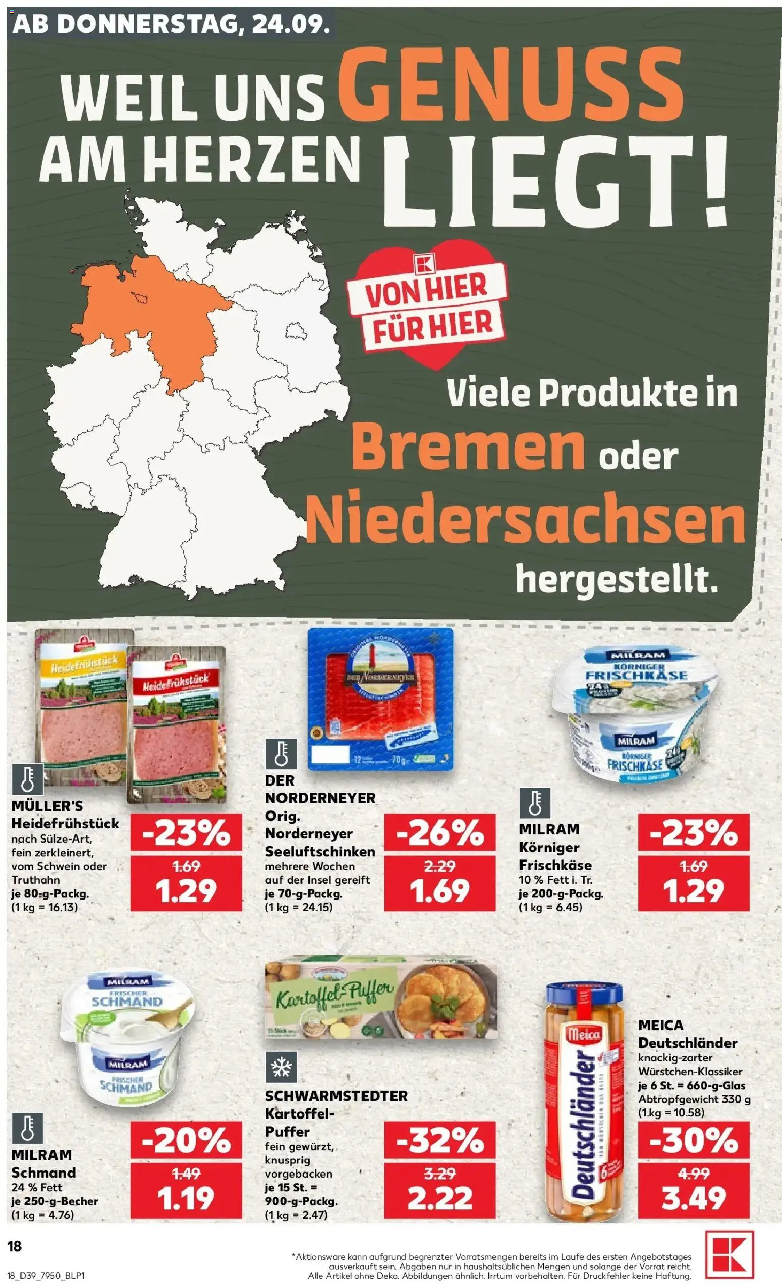 Prospekt Kaufland ab 21.09.2026 » Angebote Online zum Blättern | Seite: 30 | Produkte: Meica, Milram, Frischkase