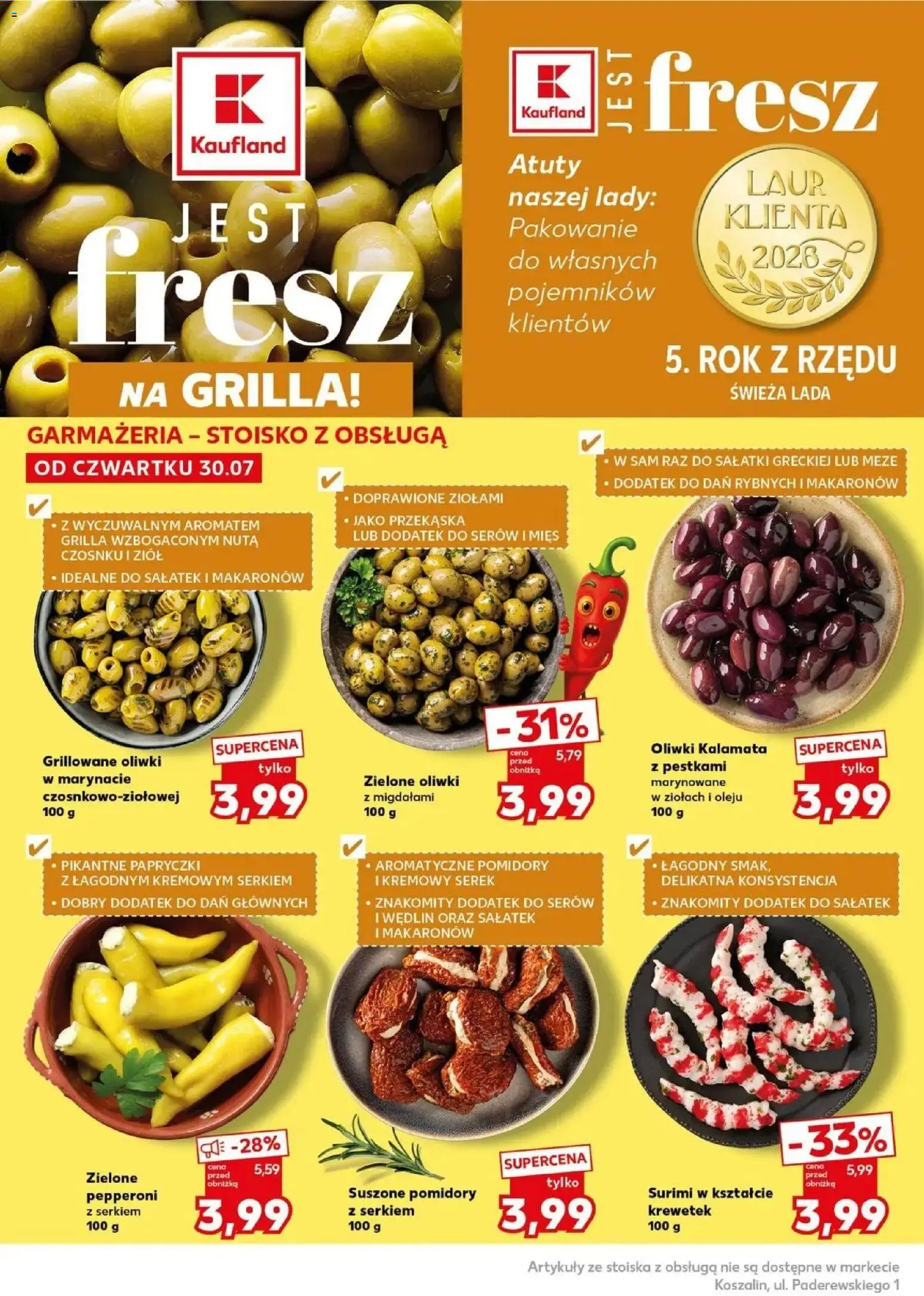 Kaufland gazetka - Mocny start od 03.08.2026 | Strona: 14 | Produkty: Serek, Sałatki, Suszone pomidory, Oliwki
