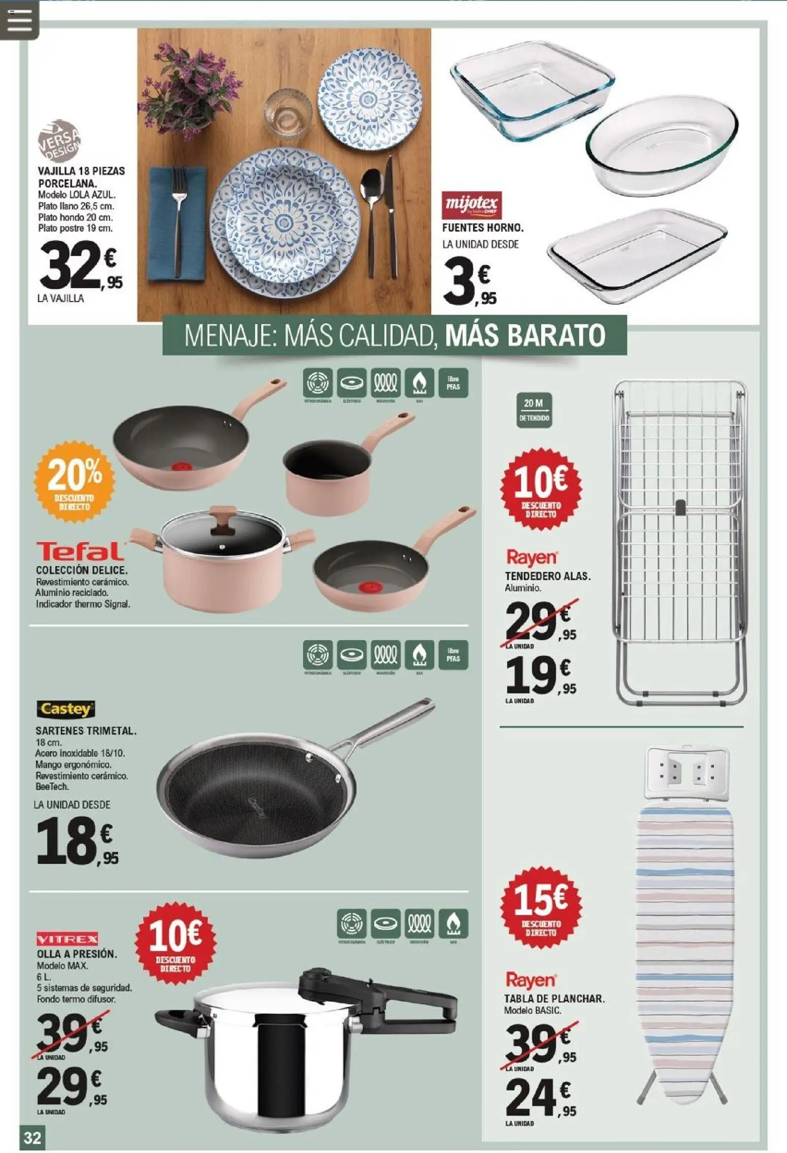 E.Leclerc Pamplona │ válido desde el 09/09/2026 | Página: 32 | Productos: Postre, Tendedero, Vajilla, Mango