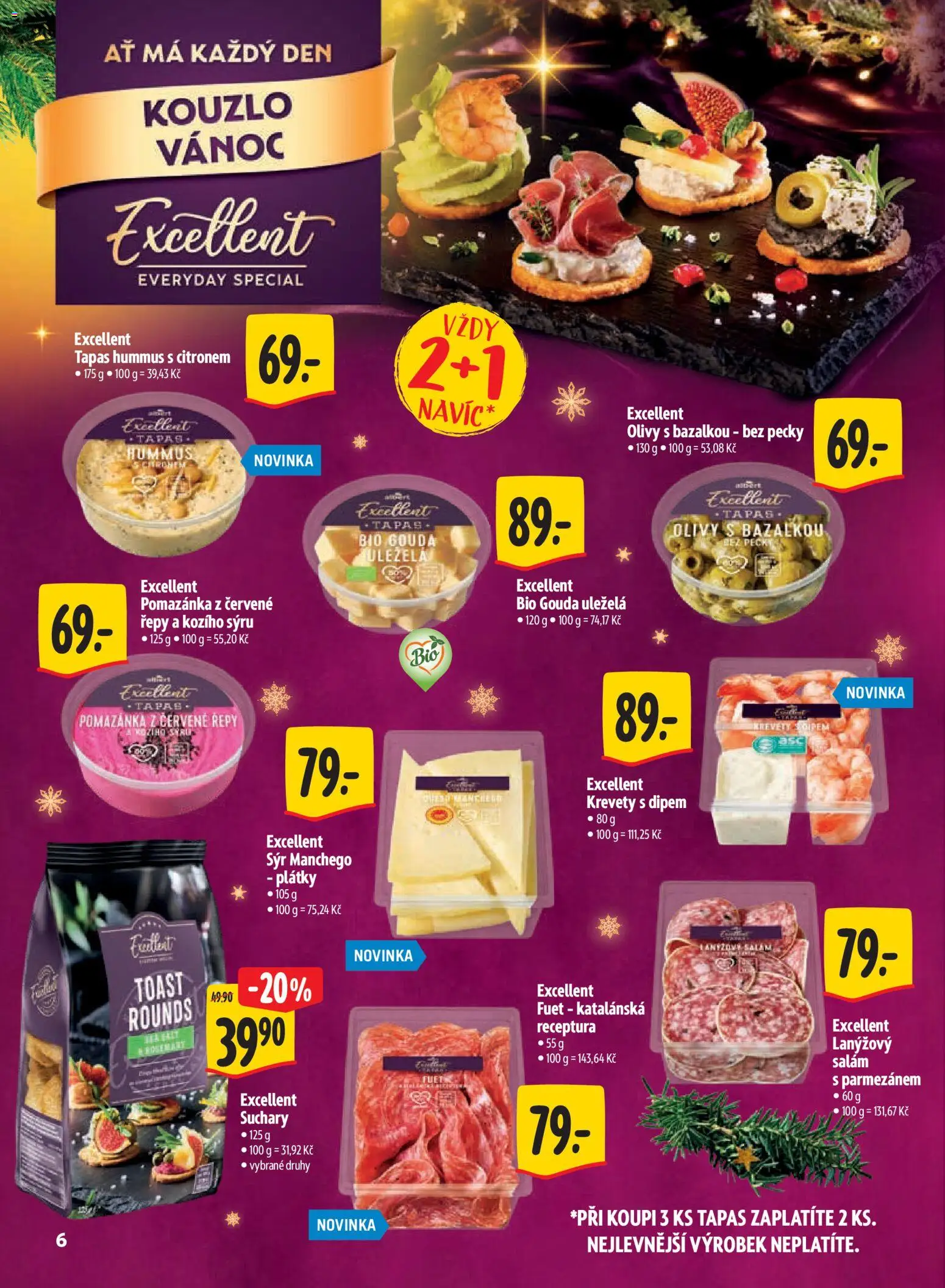 Albert leták - Hypermarket Kouzlo Vánoc od 29.10.2026 | Strana: 6 | Produkty: Salám, Pomazánka z červené řepy, Fuet, Krevety