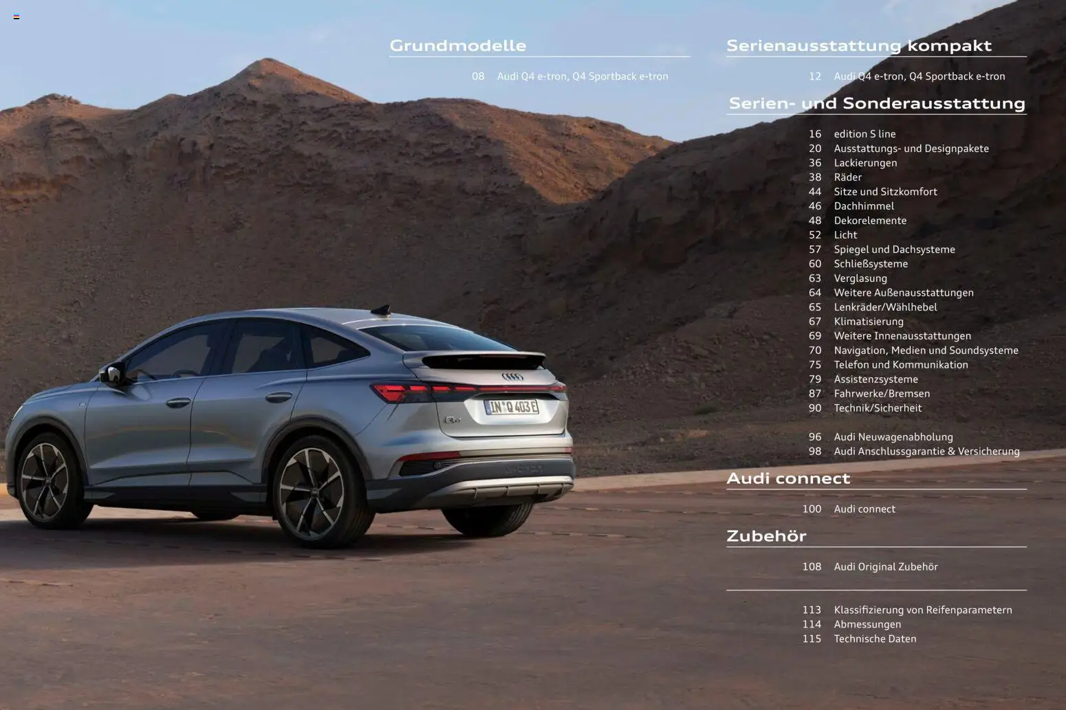 Audi Q4 e-tron / Q4 Sportback e-tron – gültig ab 01.10.2025 | Seite: 3 | Produkte: Spiegel, Telefon