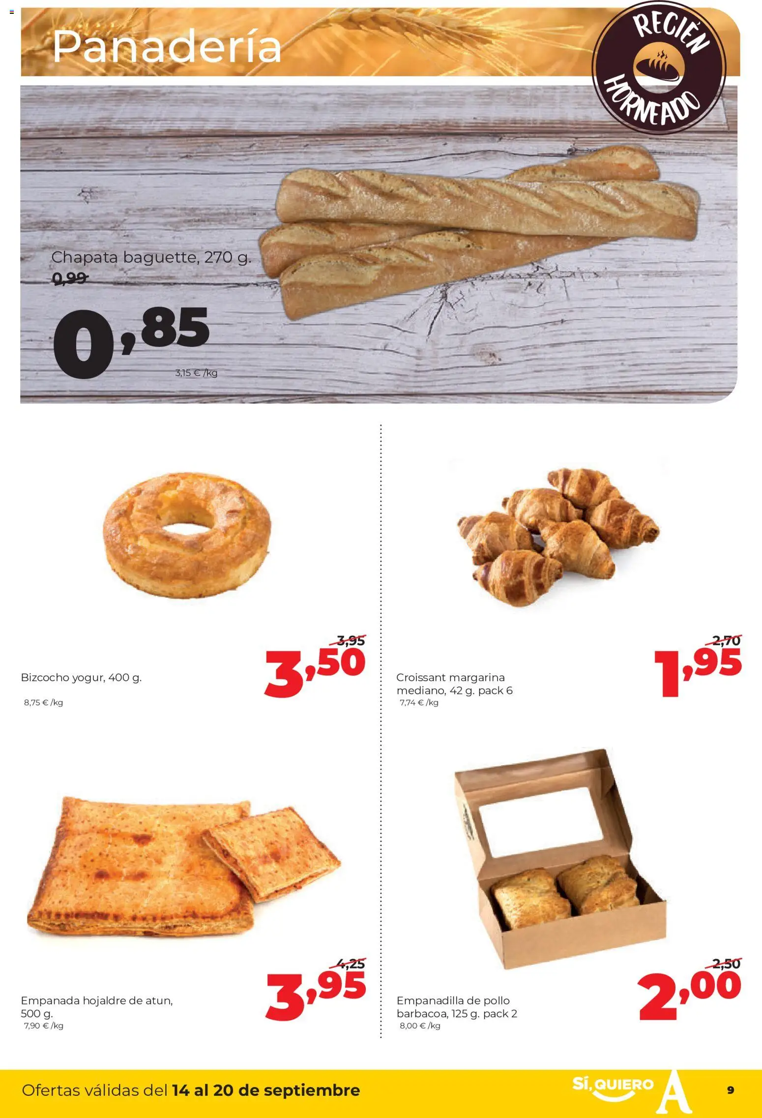 Alimerka folleto Castilla y León │ válido desde el 14/09/2026 | Página: 9 | Productos: Croissant, Bizcocho, Panadería, Pollo