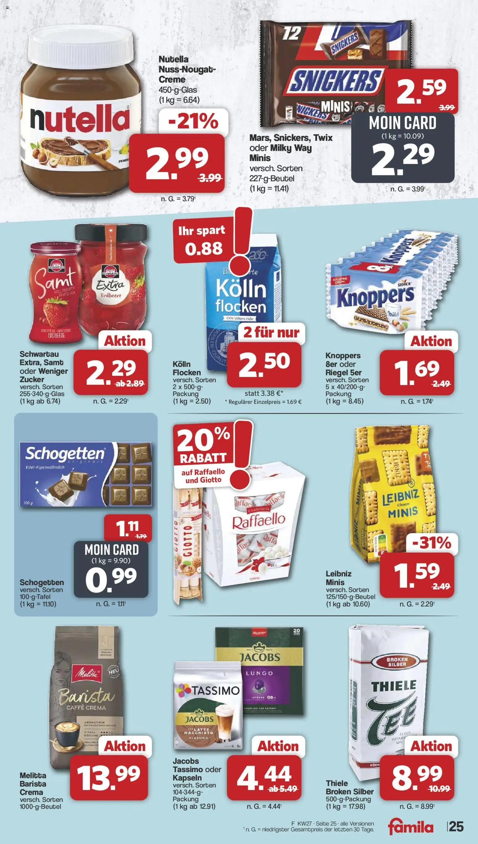 Famila Nordwest Prospekt – gültig ab 29.06.2026 | Seite: 25 | Produkte: Melitta, Twix, Nutella, Flocken