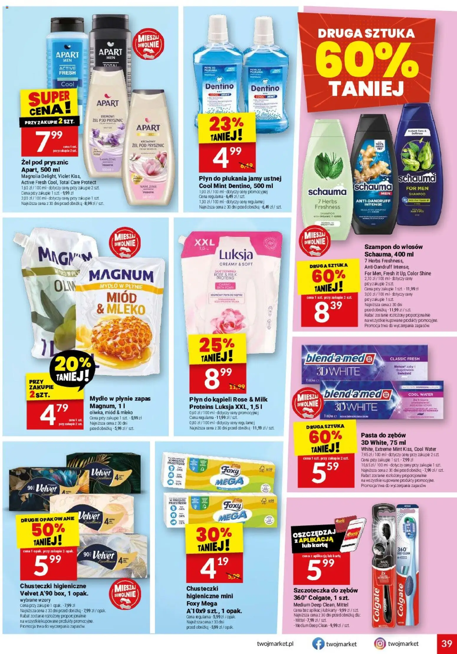 Twój Market gazetka od 28.10.2026 | Strona: 39 | Produkty: Prysznic, Pasta, Szczoteczka do zębów, Płyn do płukania jamy ustnej