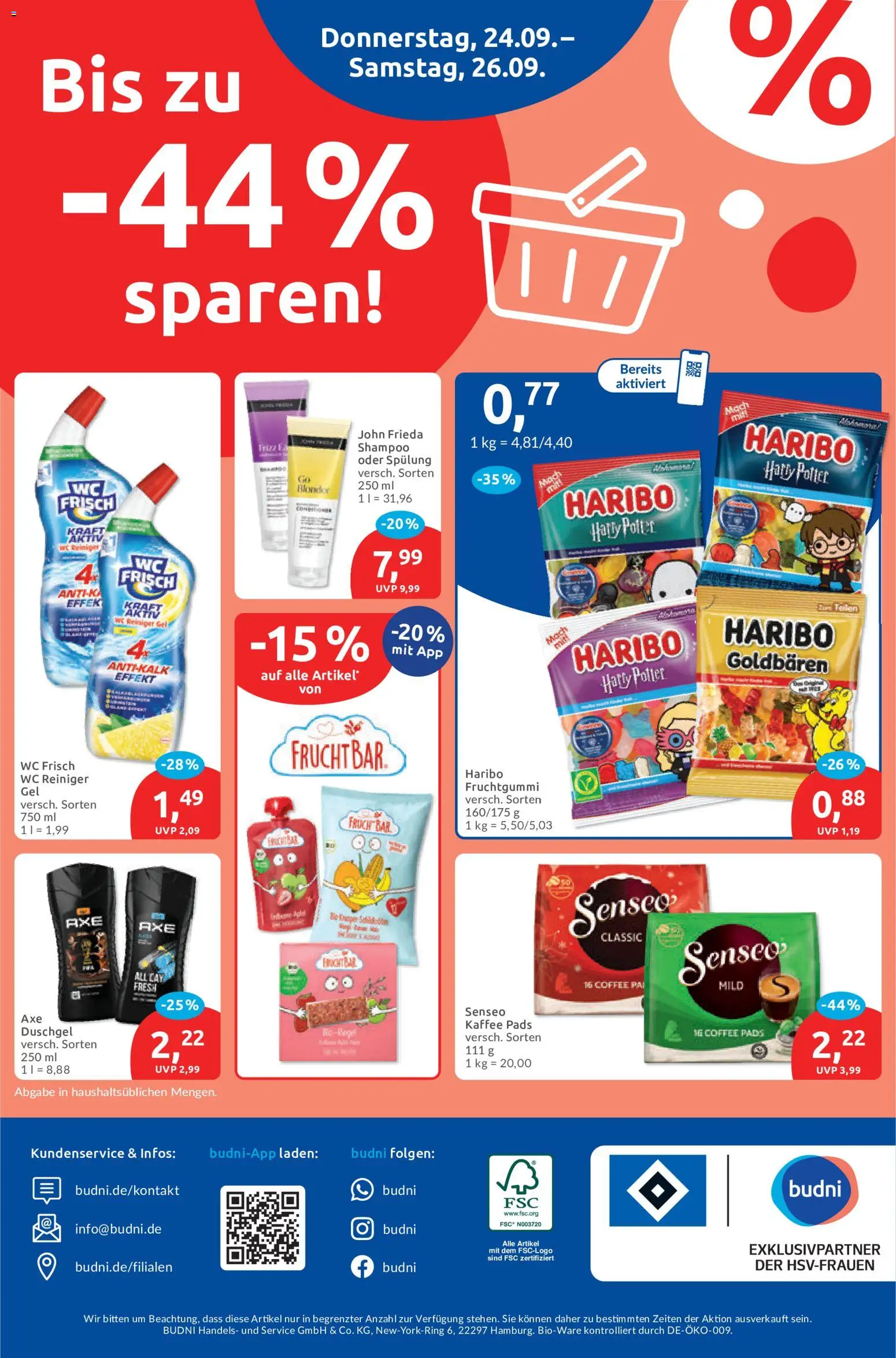 Budni Prospekt – gültig ab 21.09.2026 | Seite: 8 | Produkte: Senseo, Haribo, Shampoo, Wc frisch