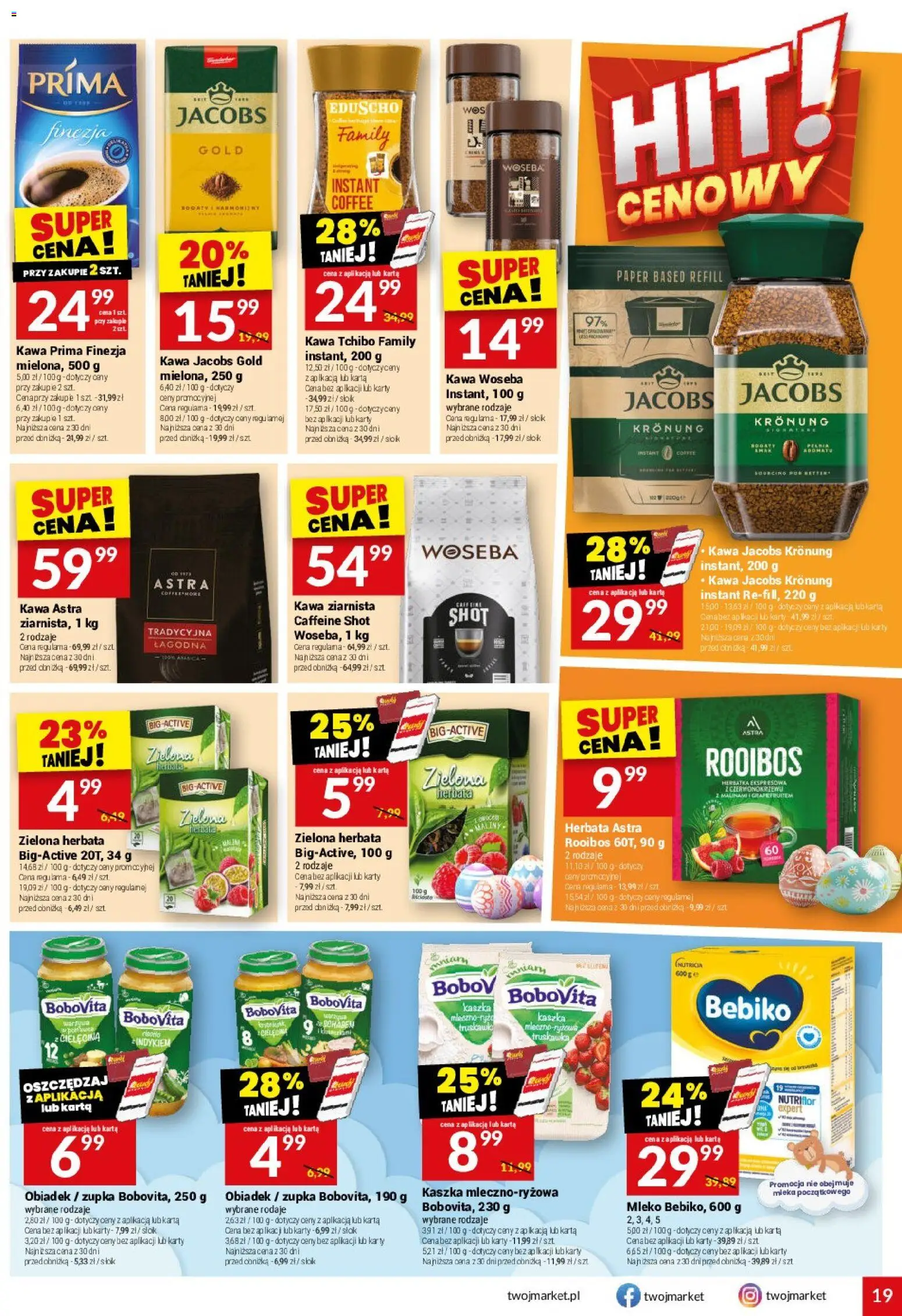 Twój Market gazetka od 11.03.2026 | Strona: 19 | Produkty: Kawa Jacobs Gold, Kawa ziarnista, Tchibo, Warzywa