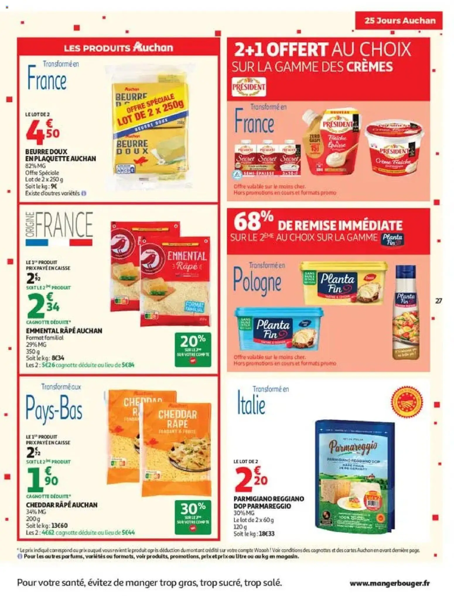 {H1} | Page: 27 | Produits: Cheddar râpé, Parmesan, Râpe, Beurre doux