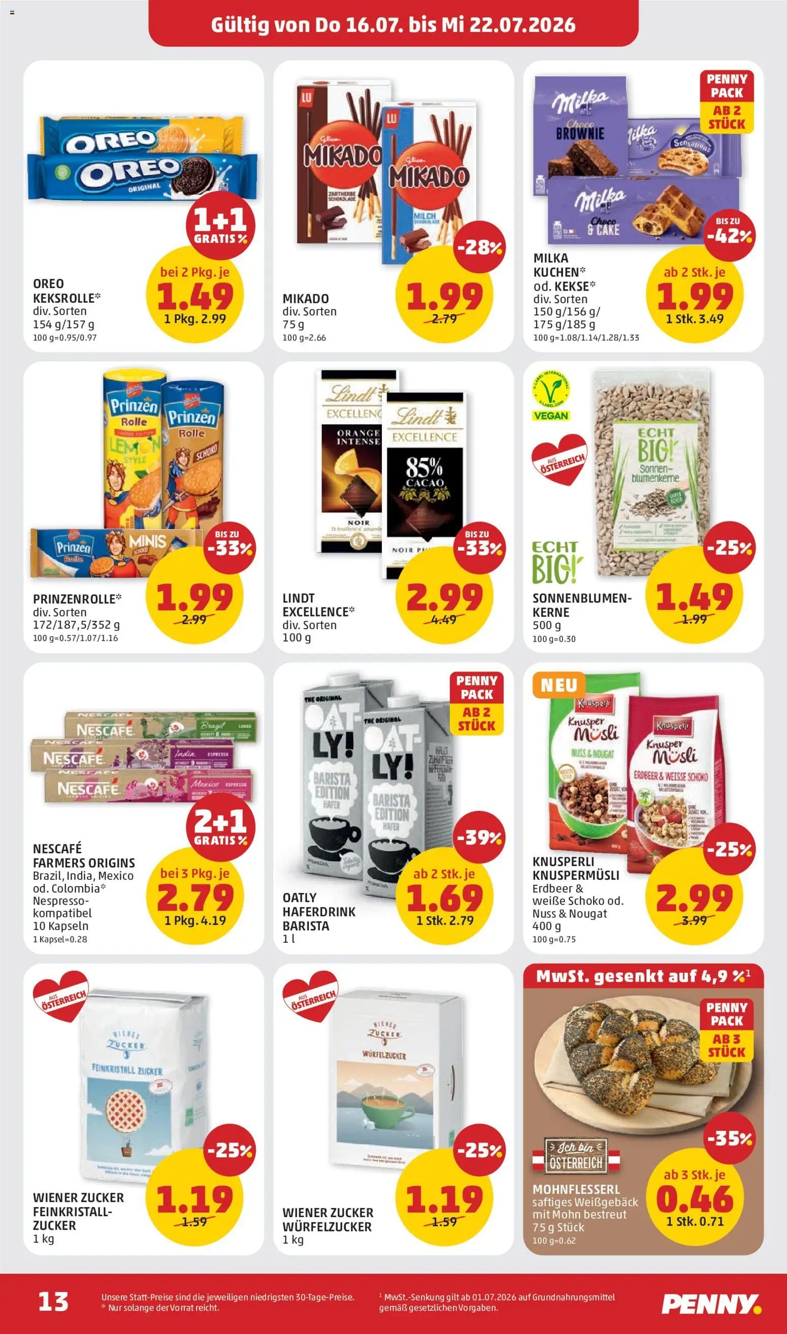 Penny Markt Flugblatt gültig ab 16.07.2026 | Seite: 13 | Produkte: Zucker, Milch