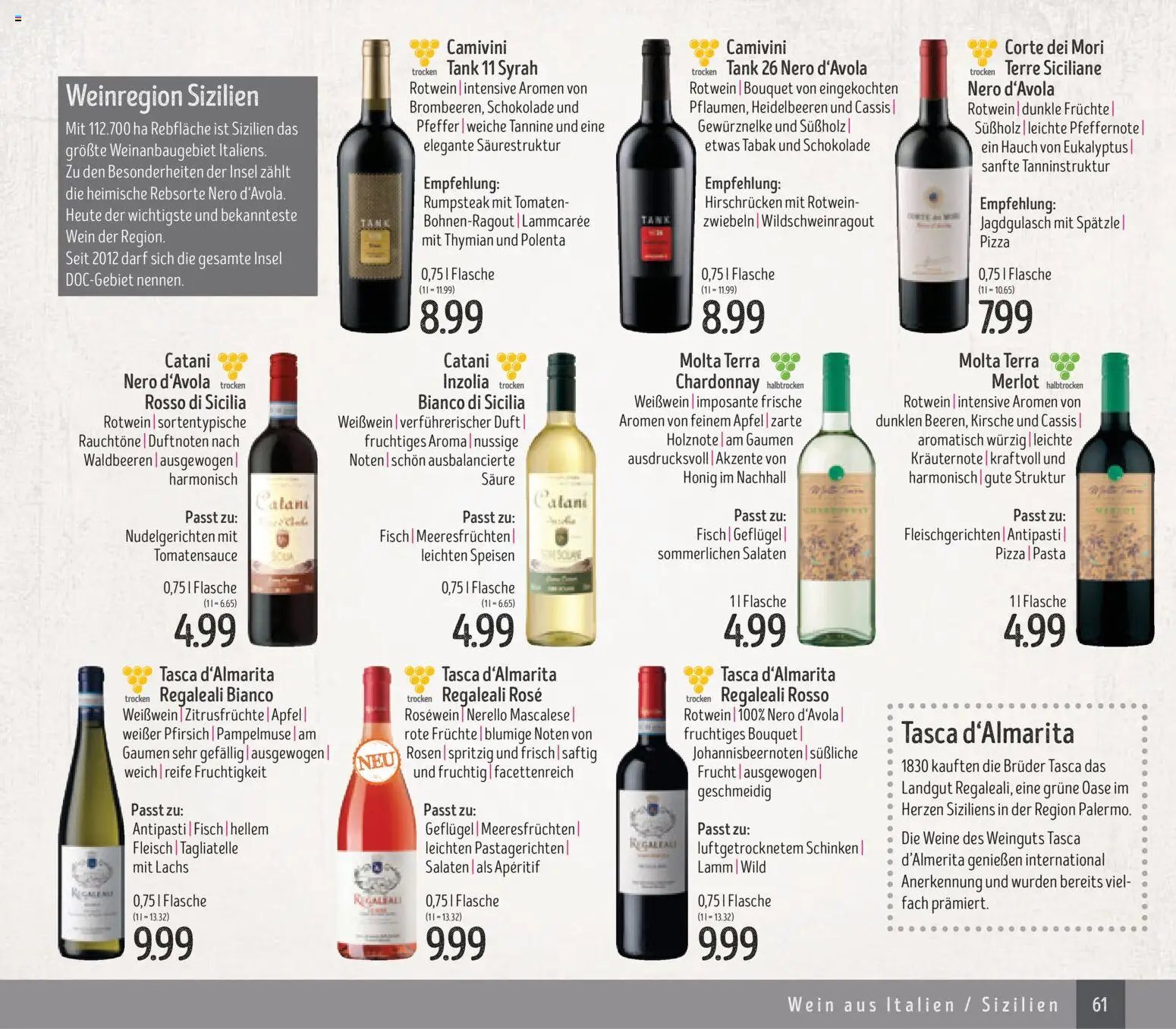 Edeka Struve Wein– und Spirituosen – gültig ab 14.11.2025 | Seite: 61 | Produkte: Merlot, Tomaten, Lachs, Schinken