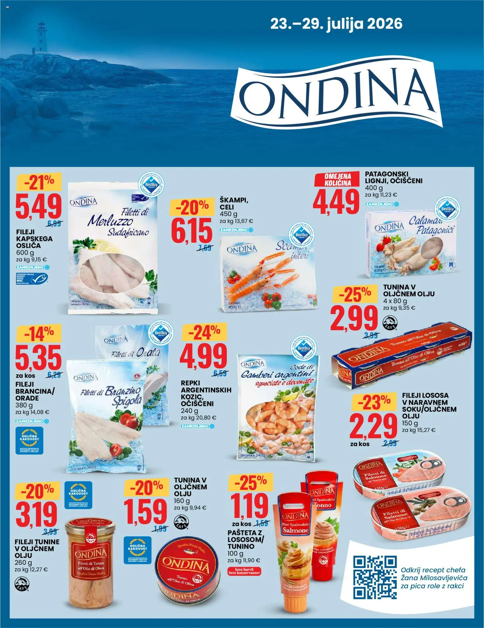 Novi Eurospin katalog ponudbe – veljaven od 23.07.2026 | Stran: 11 | Izdelki: Tuna, Pašteta, Kos, Pica