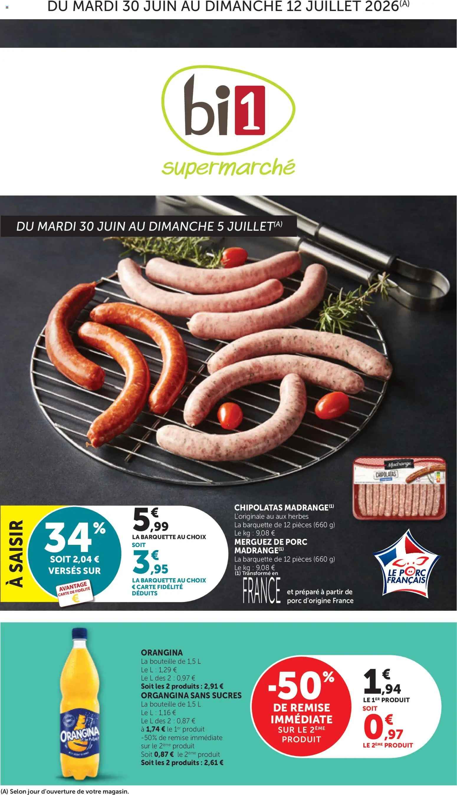 {H1} | Page: 1 | Produits: Orangina, Merguez, Porc