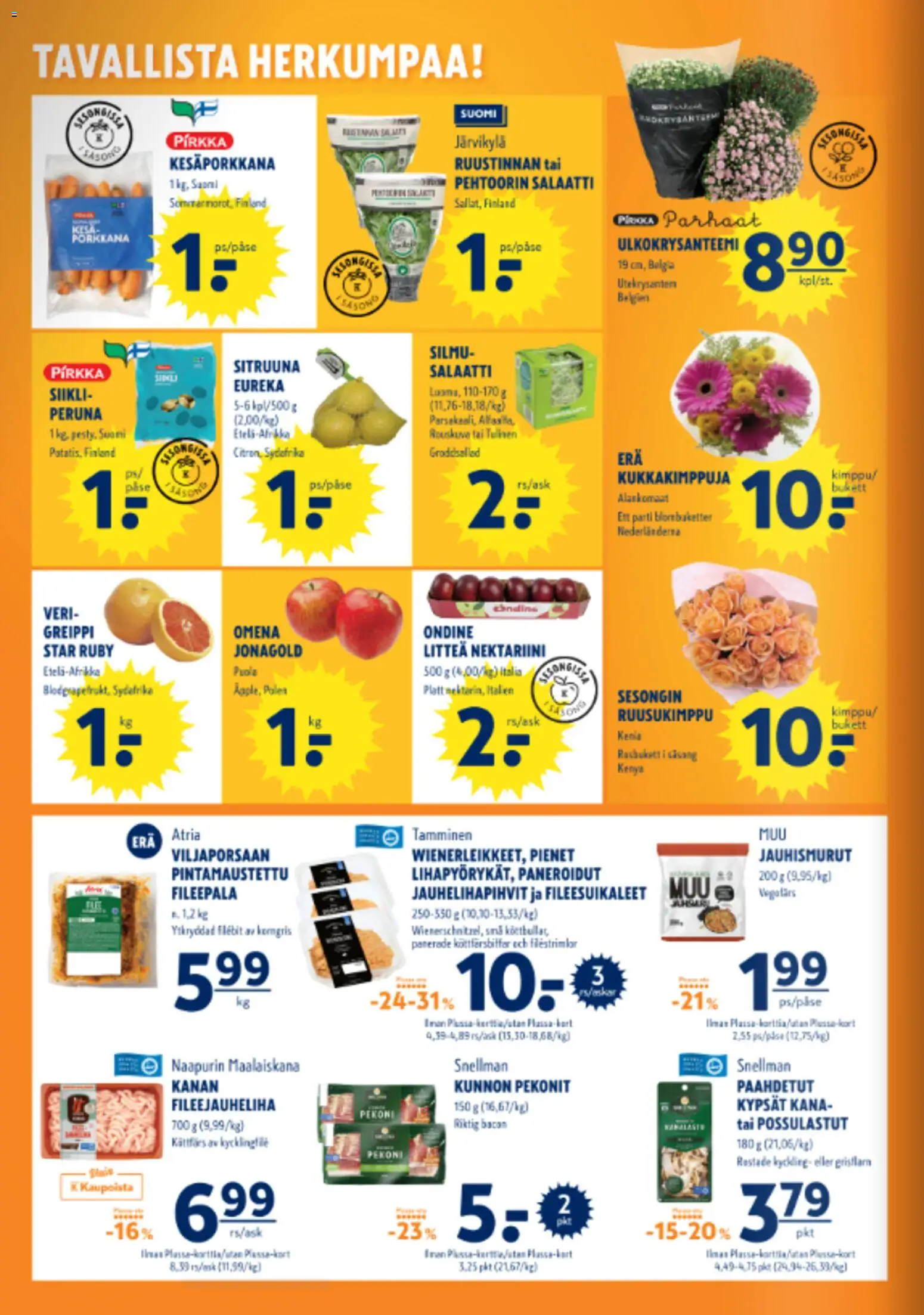 K-Supermarket tarjoukset – voimassa 27/08/2026 alkaen | Sivu: 2 | Tuotteet: Nektariini, Greippi, Porkkana, Salaatti