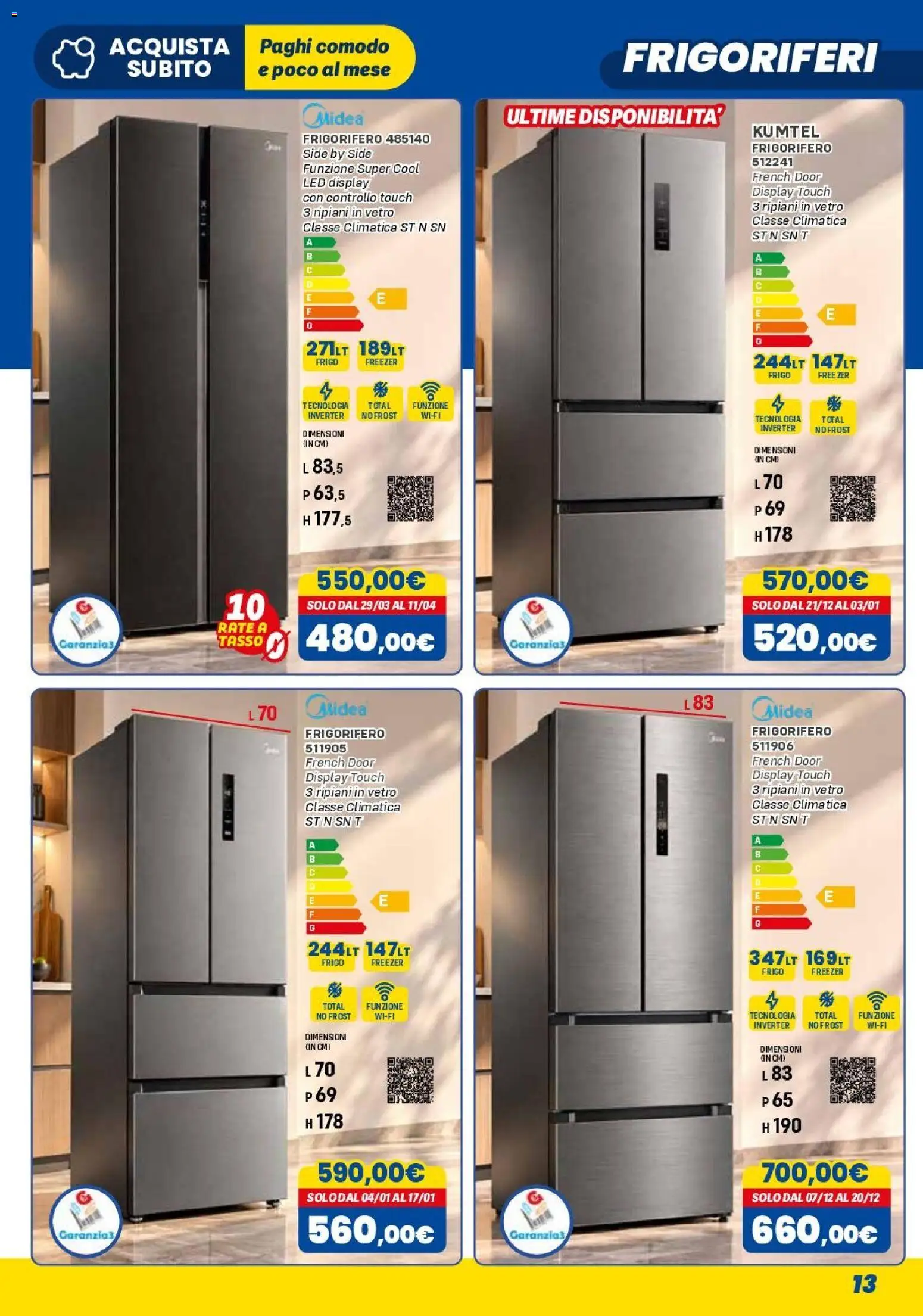 Volantino Orizzonte del 01/11/2026 | Pagina: 13 | Prodotti: Freezer, Frigorifero