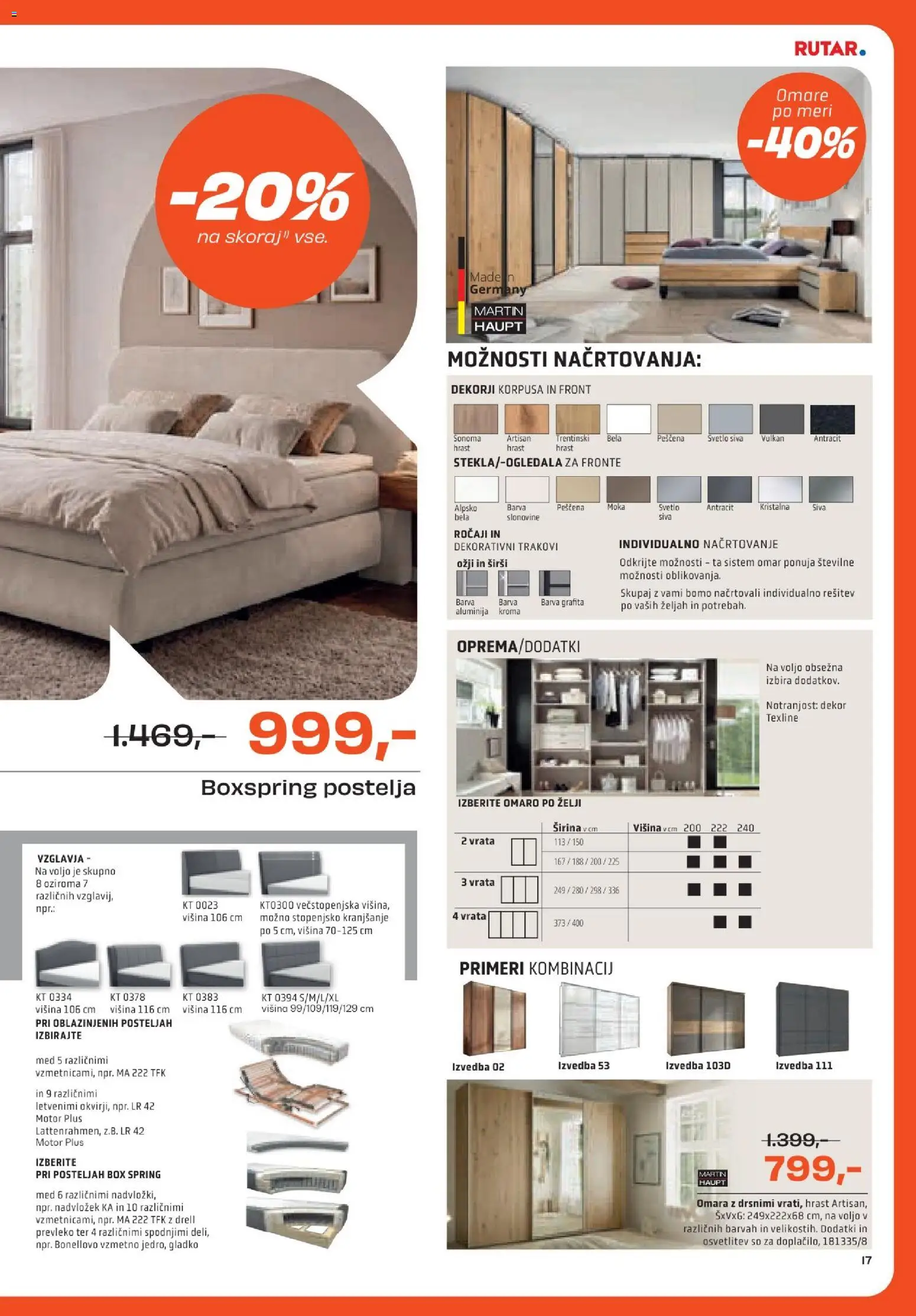 Novi Rutar katalog ponudbe – veljaven od 29.09.2026 | Stran: 17 | Izdelki: Med, Moka, Nadvložek, Postelja