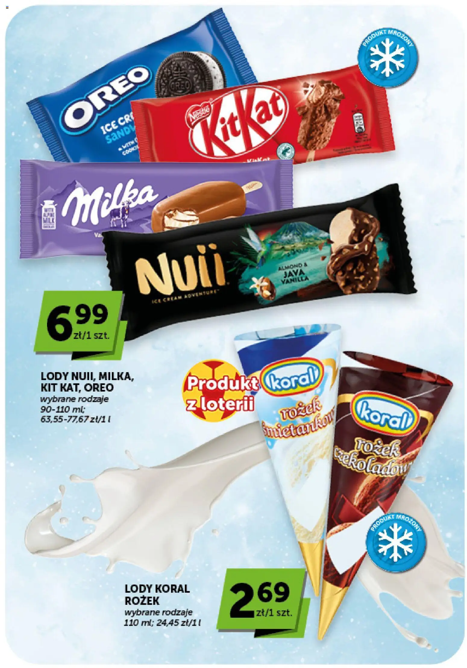 Groszek gazetka od 09.07.2026 | Strona: 21 | Produkty: Milka, Lody koral, Lody
