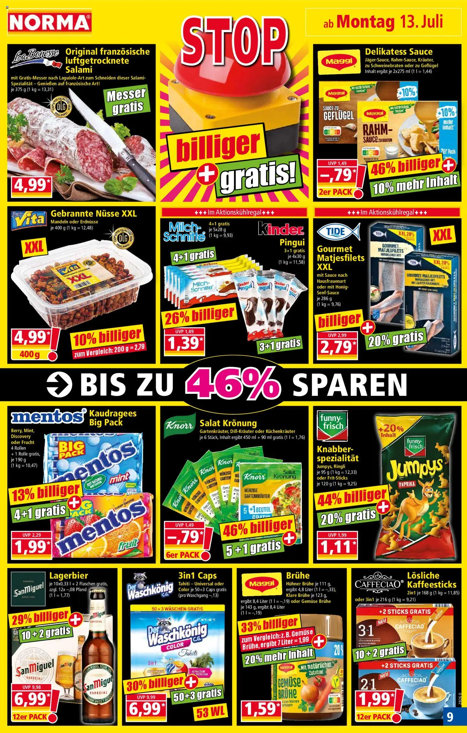 Norma Prospekt – gültig ab 13.07.2026 | Seite: 9 | Produkte: Mandeln, Knorr, Paprika, Salami