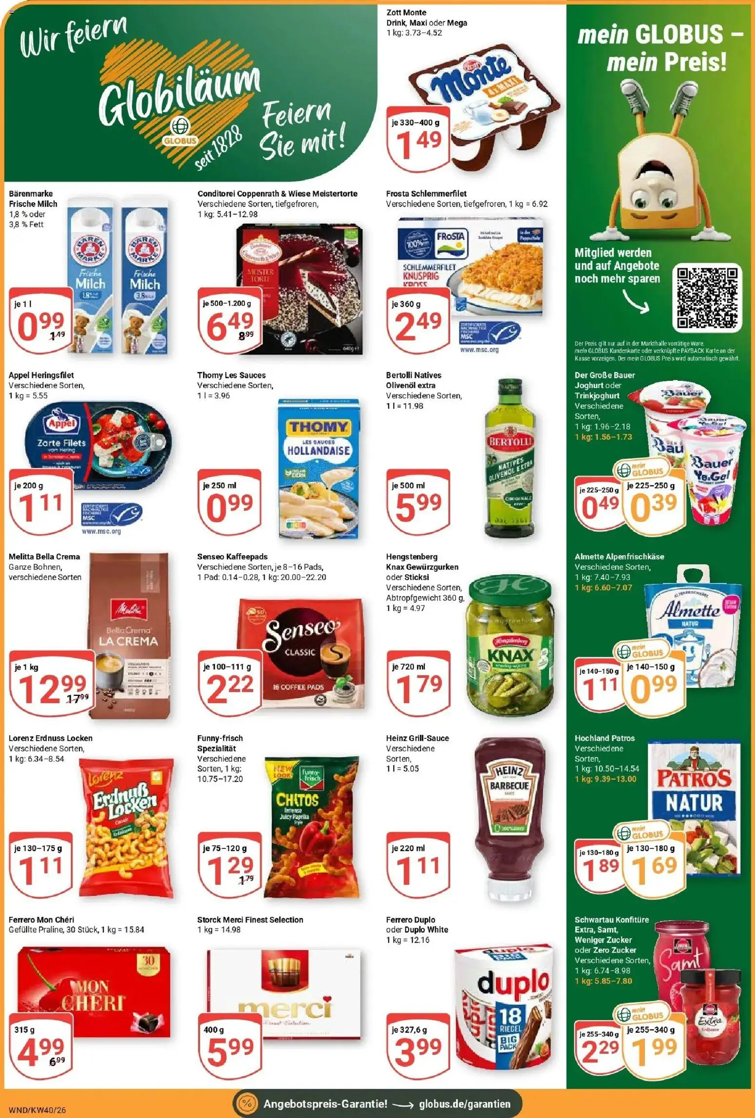 Globus Prospekt St. Wendel (ab 28.09.2026) » Angebote online | Seite: 2 | Produkte: Kaffeepads, Joghurt, Patros, Mon cheri