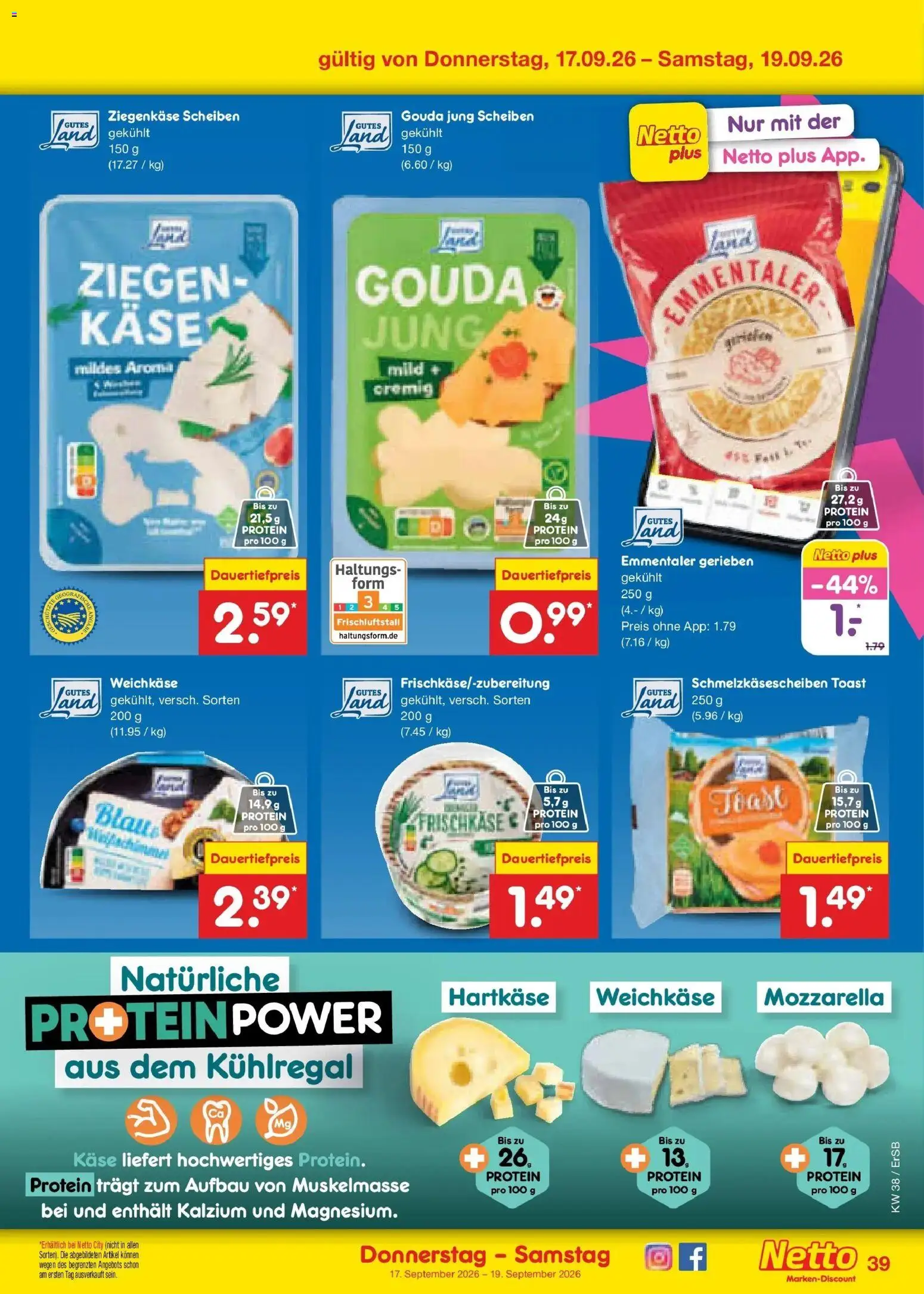 Netto Marken-Discount Prospekt Naumburg – gültig ab 14.09.2026 | Seite: 53 | Produkte: Mozzarella, Gouda, Ziegenkäse, Frischkase