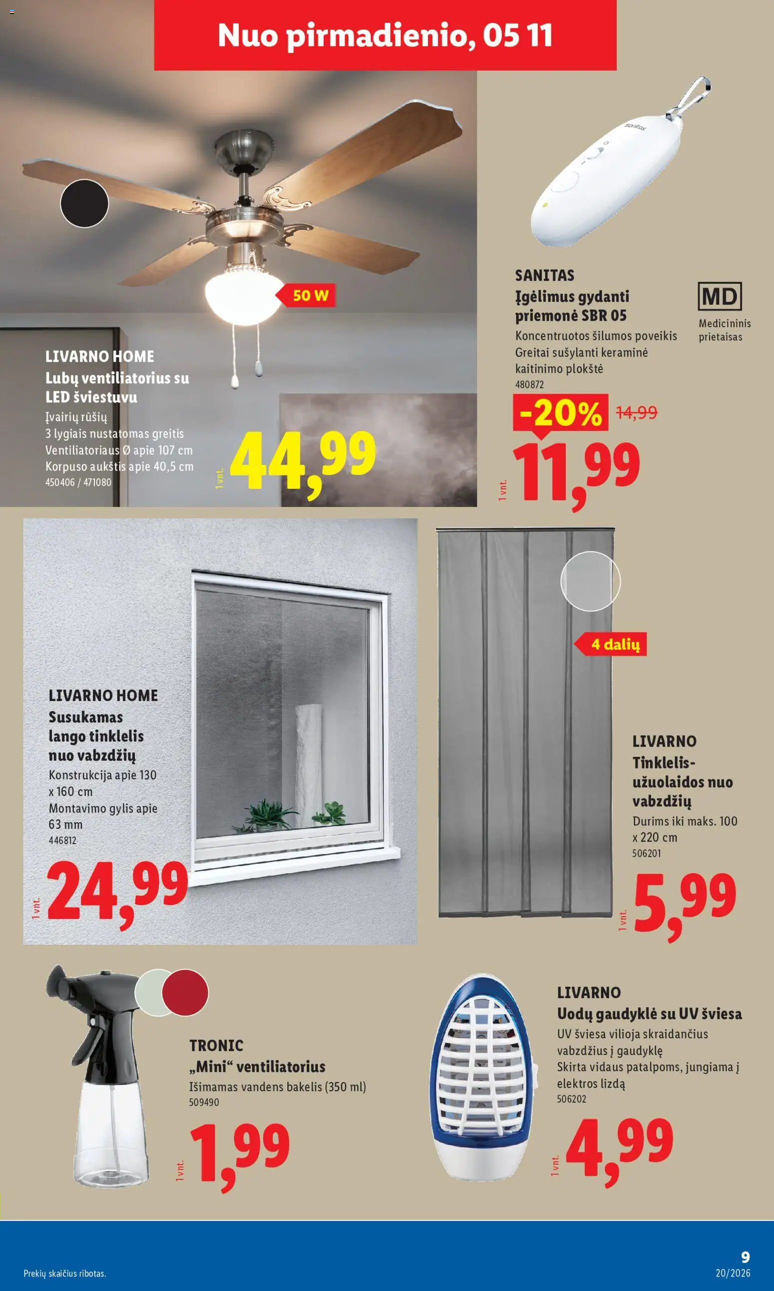 LIDL akcijos nuo 11.05.2026 | Puslapis: 9 | Prekių: Ventiliatorius, Užuolaidos