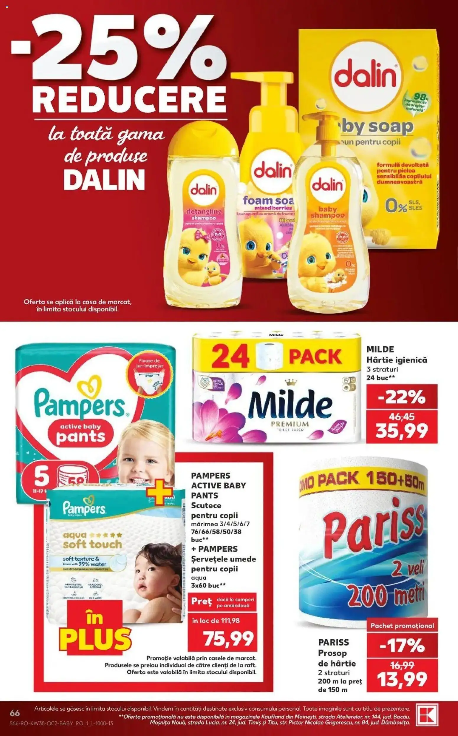 Kaufland Iași 16.09.2026 - Revista si Oferta | Pagină: 66 | Produse: Soft touch, Pampers, Șervețele umede, Aqua