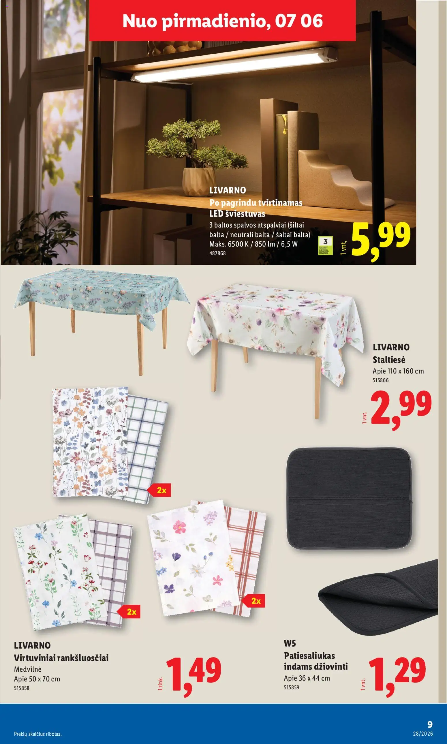 LIDL akcijos nuo 2026.07.06 | Puslapis: 9 | Prekių: Staltiesė