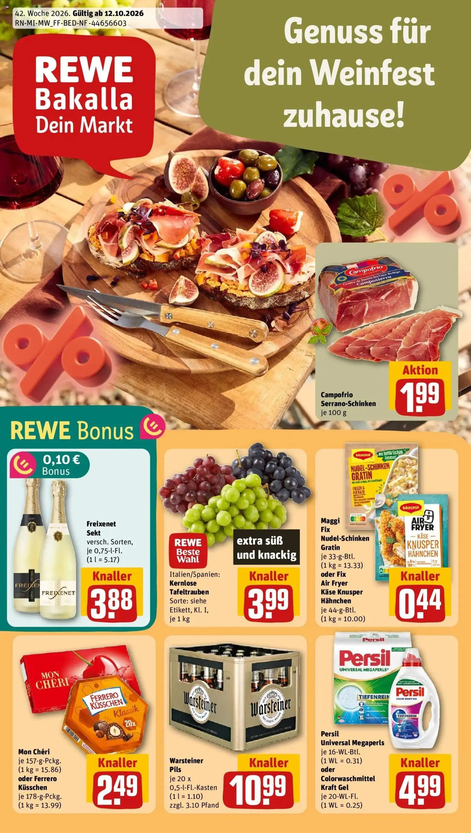 REWE Prospekt ab 12.10.2026 zum Blättern » Angebote | Seite: 1 | Produkte: Hahnchen, Maggi, Käse, Persil