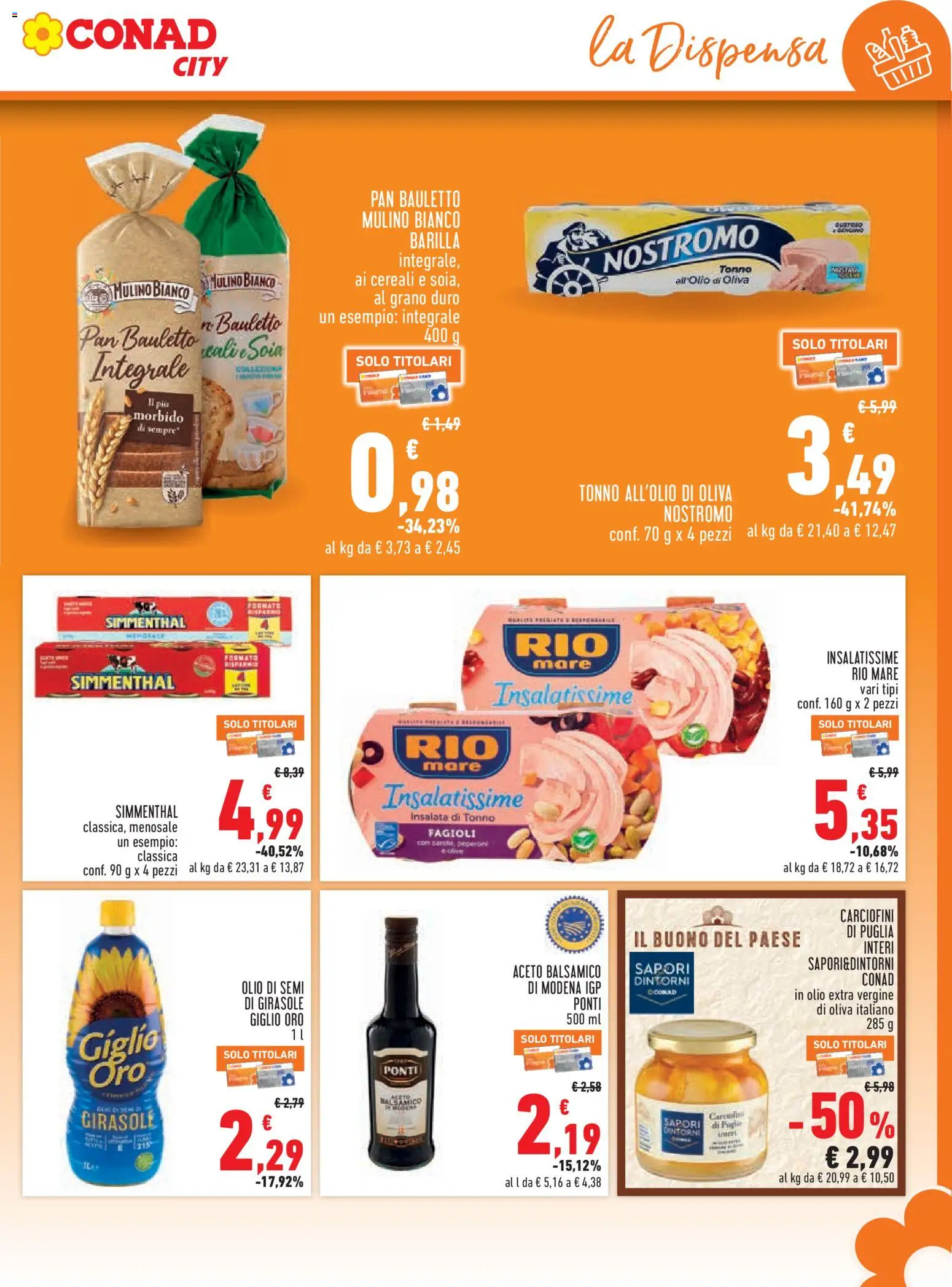 Volantino Conad del 27/08/2026 | Pagina: 9 | Prodotti: Olio di semi, Aceto, Insalata di tonno, Olio di semi di girasole