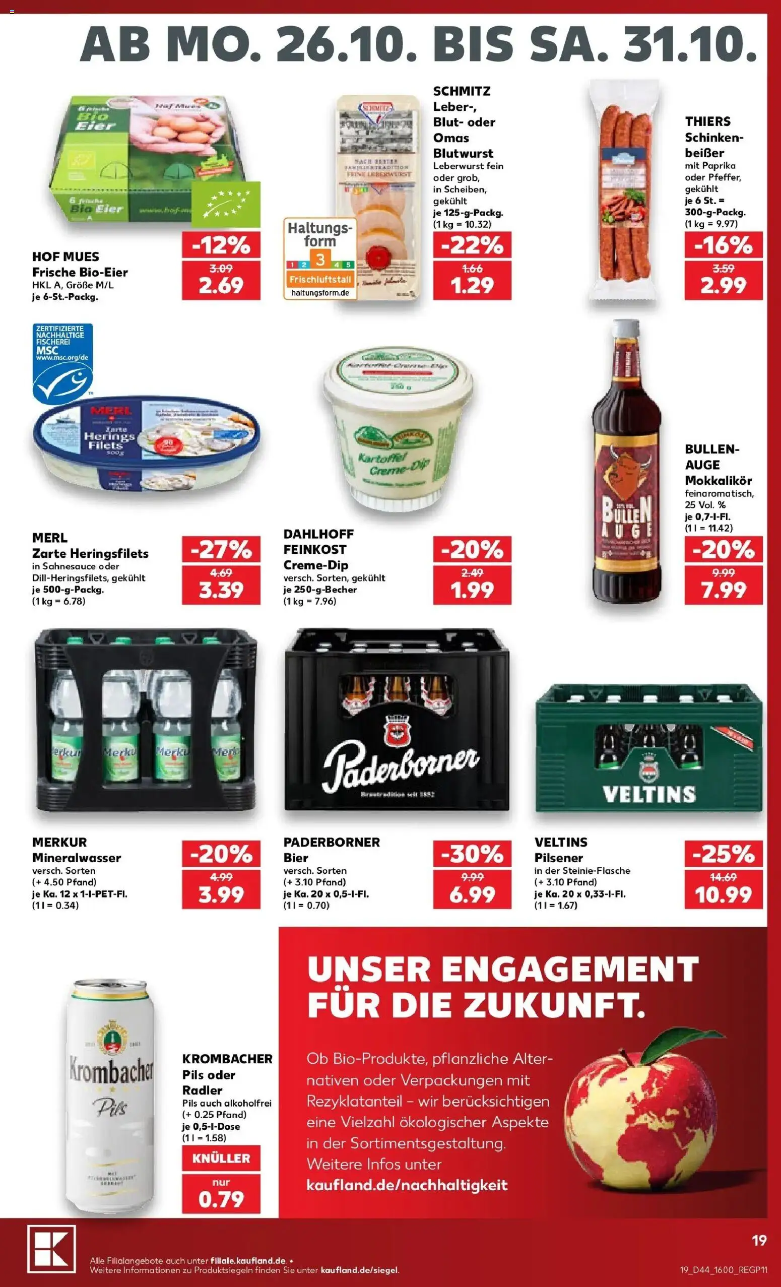 Prospekt Kaufland ab 26.10.2026 » Angebote Online zum Blättern | Seite: 23 | Produkte: Eier, Radler, Krombacher, Schinken