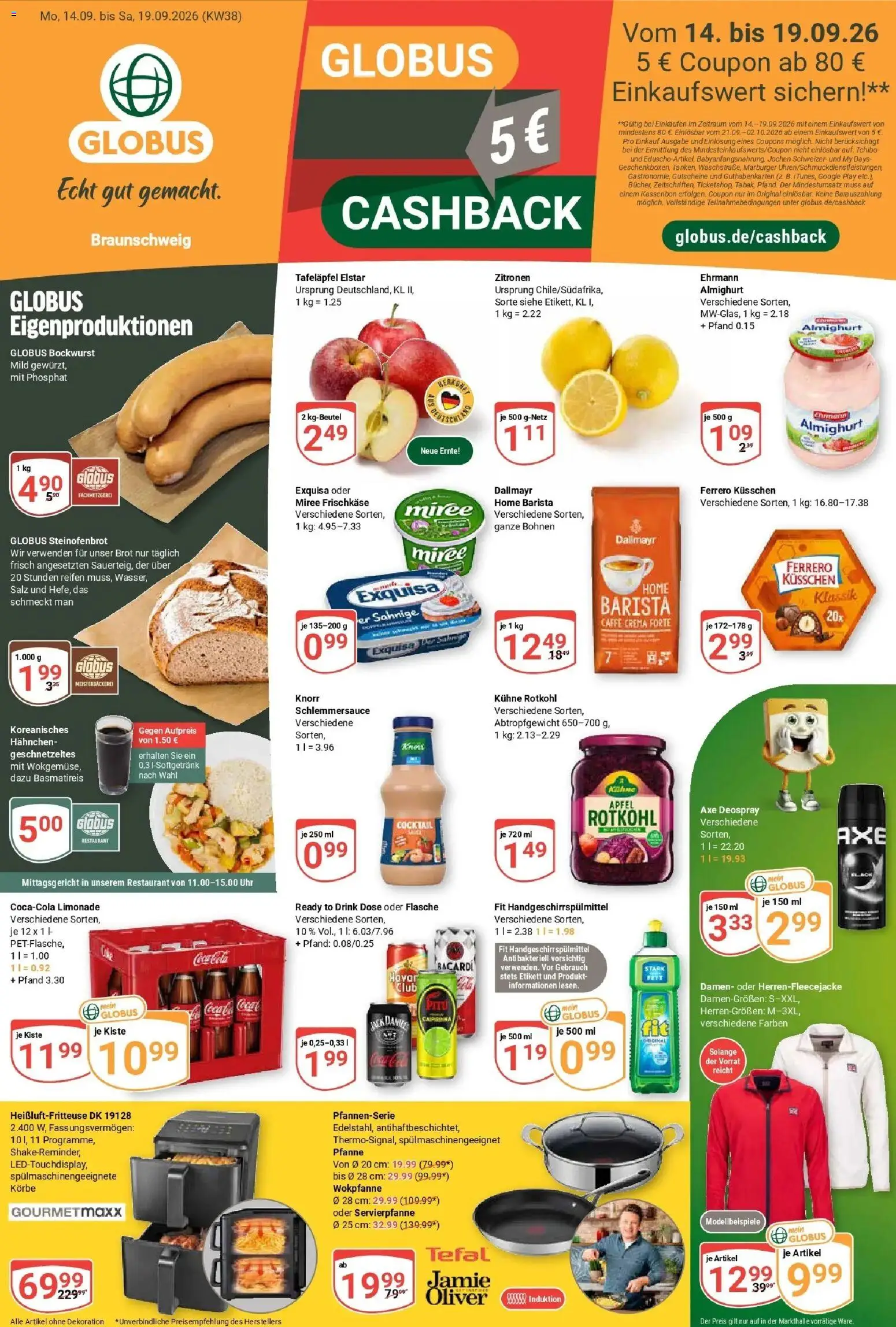 Globus Prospekt Braunschweig (ab 14.09.2026) » Angebote online | Seite: 1 | Produkte: Basmatireis, Limonade, Heißluftfritteuse, Frischkase