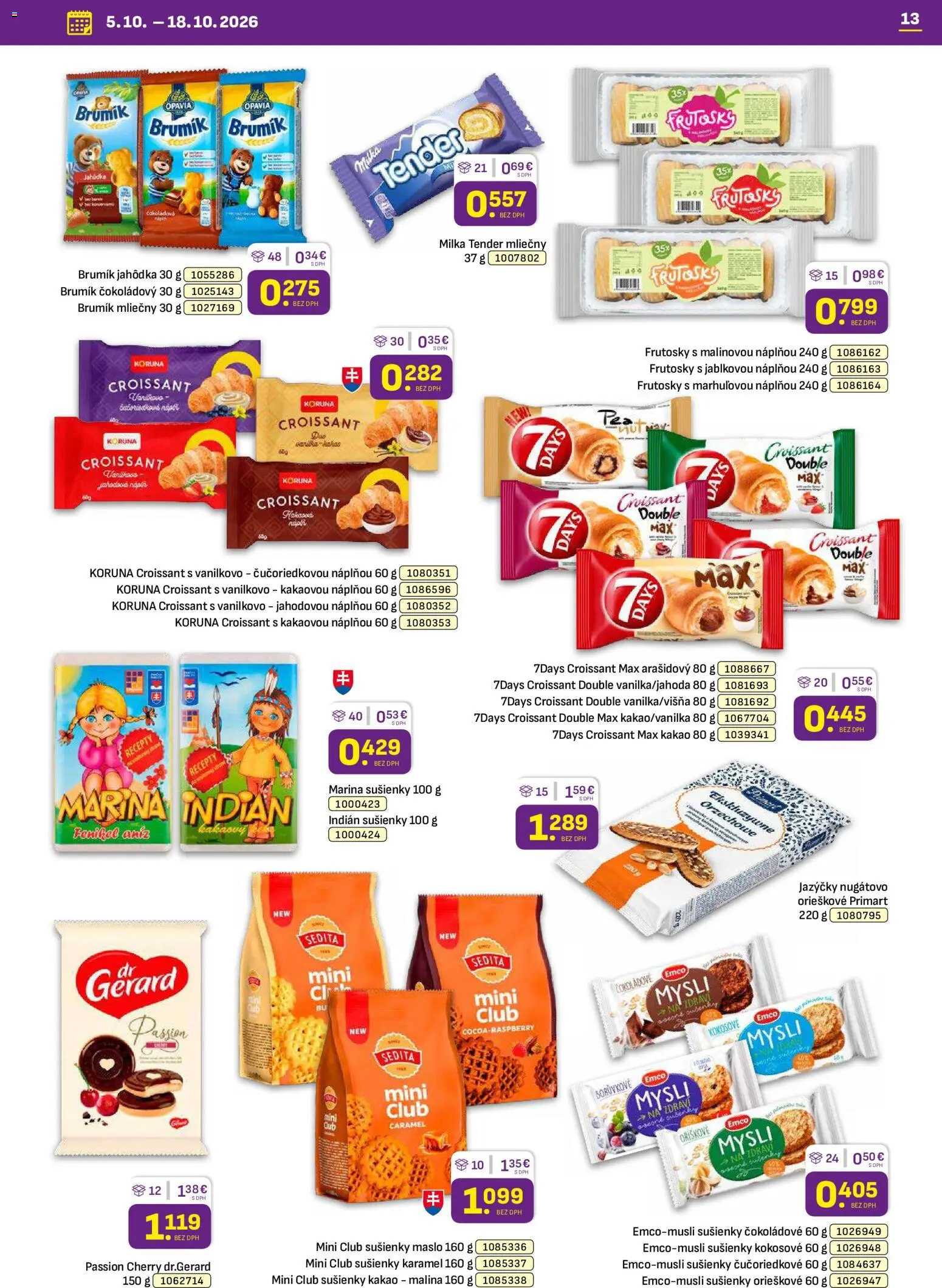 Nové Libex akcie – leták je platný od 05.10.2026 | Strana: 13 | Produkty: Maslo, Sušienky, Milka, Kakao