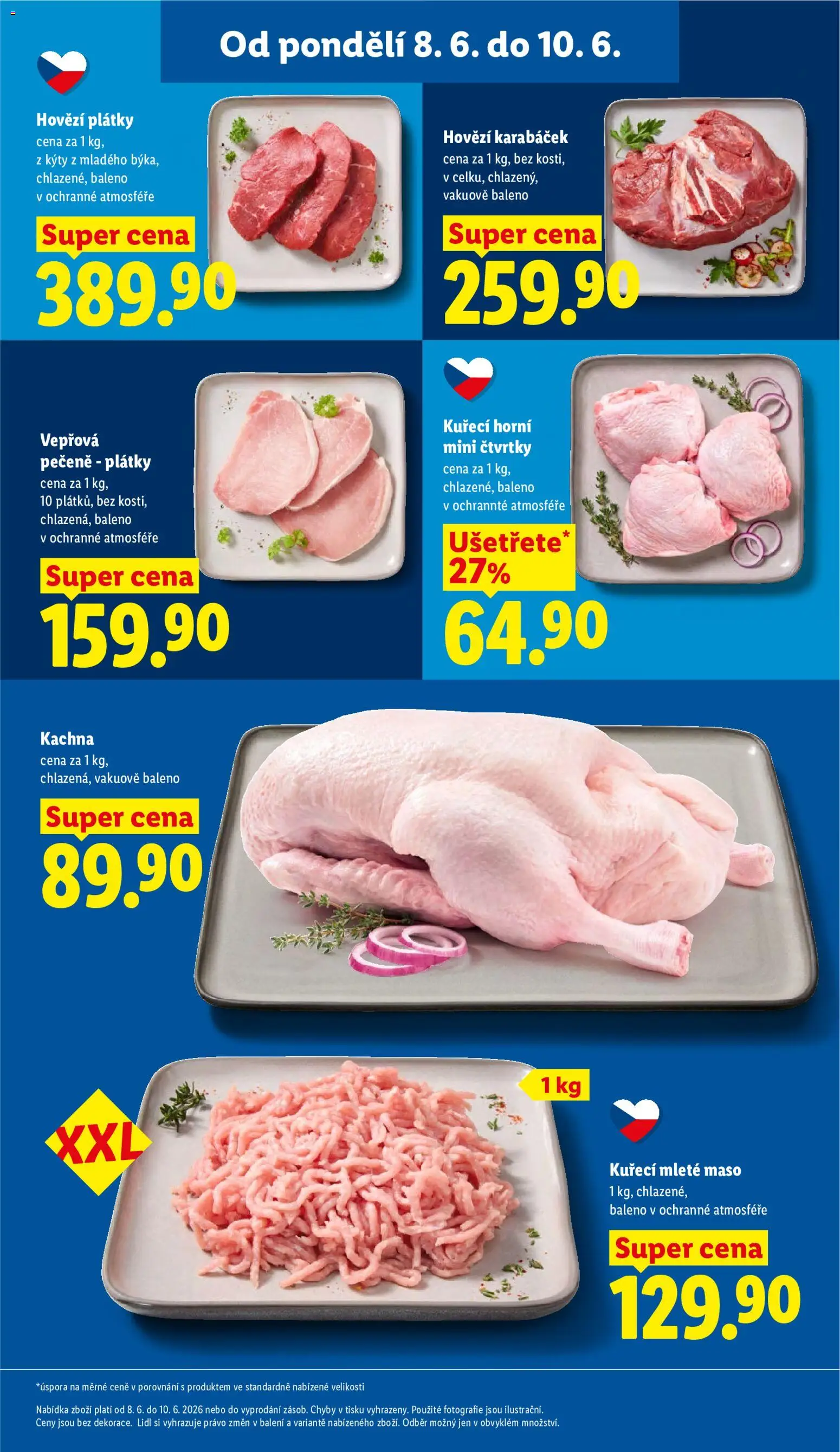 Lidl leták od 08.06.2026 | Strana: 15 | Produkty: Hovězí, Vepřová pečeně, Mleté maso, Kachna